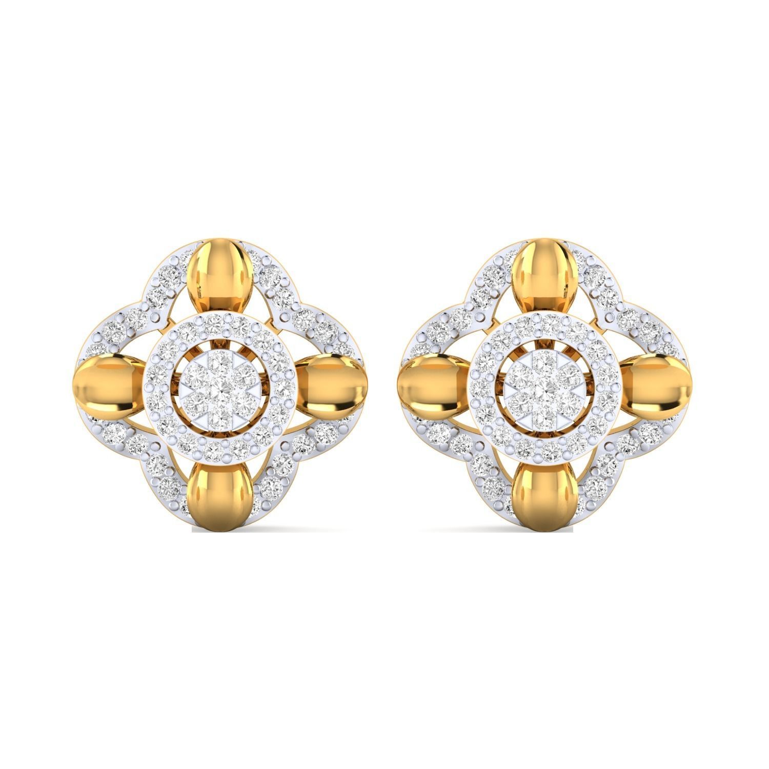 Women Stud Earrings STL JCD OBJ FBX Renders Details 3D print model_18