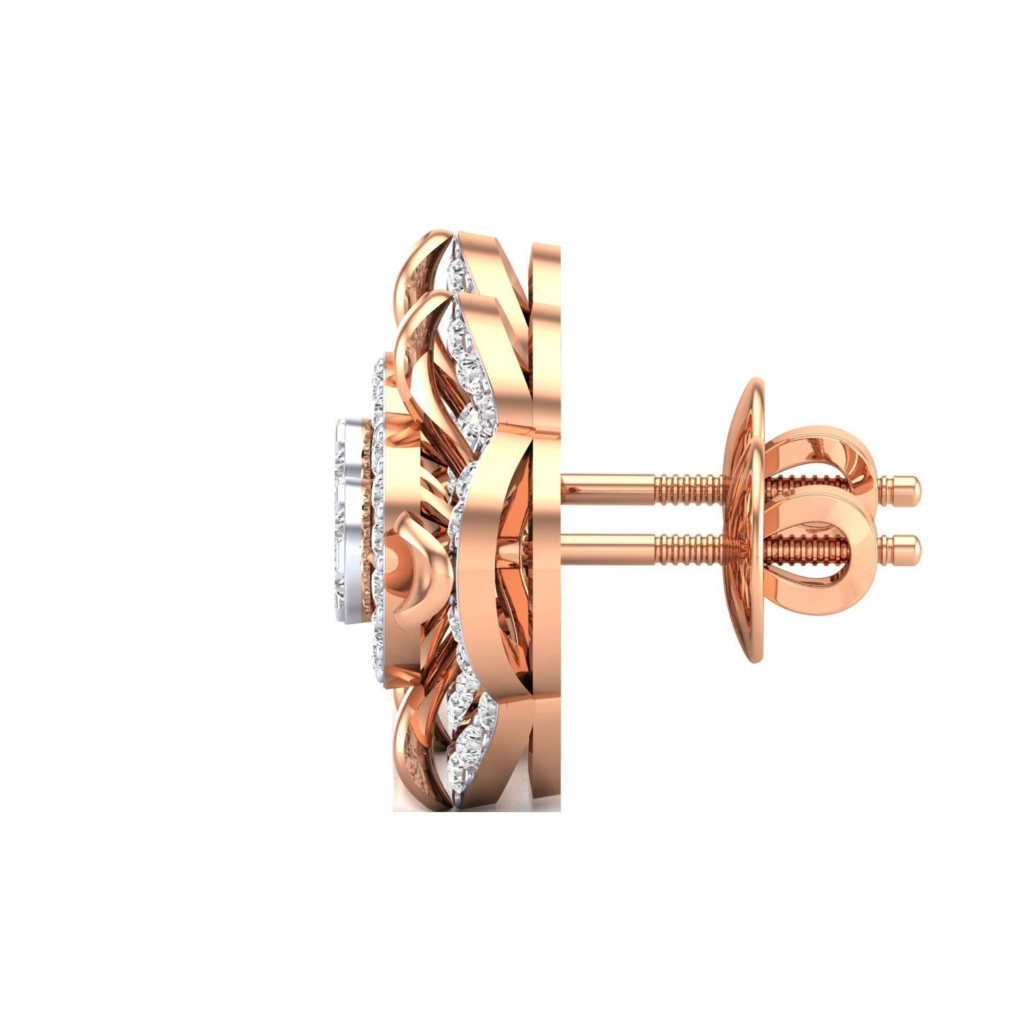 Women Stud Earrings STL JCD OBJ FBX Renders Details 3D print model_8