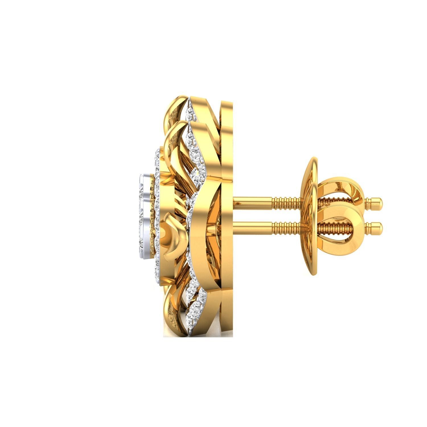 Women Stud Earrings STL JCD OBJ FBX Renders Details 3D print model_12