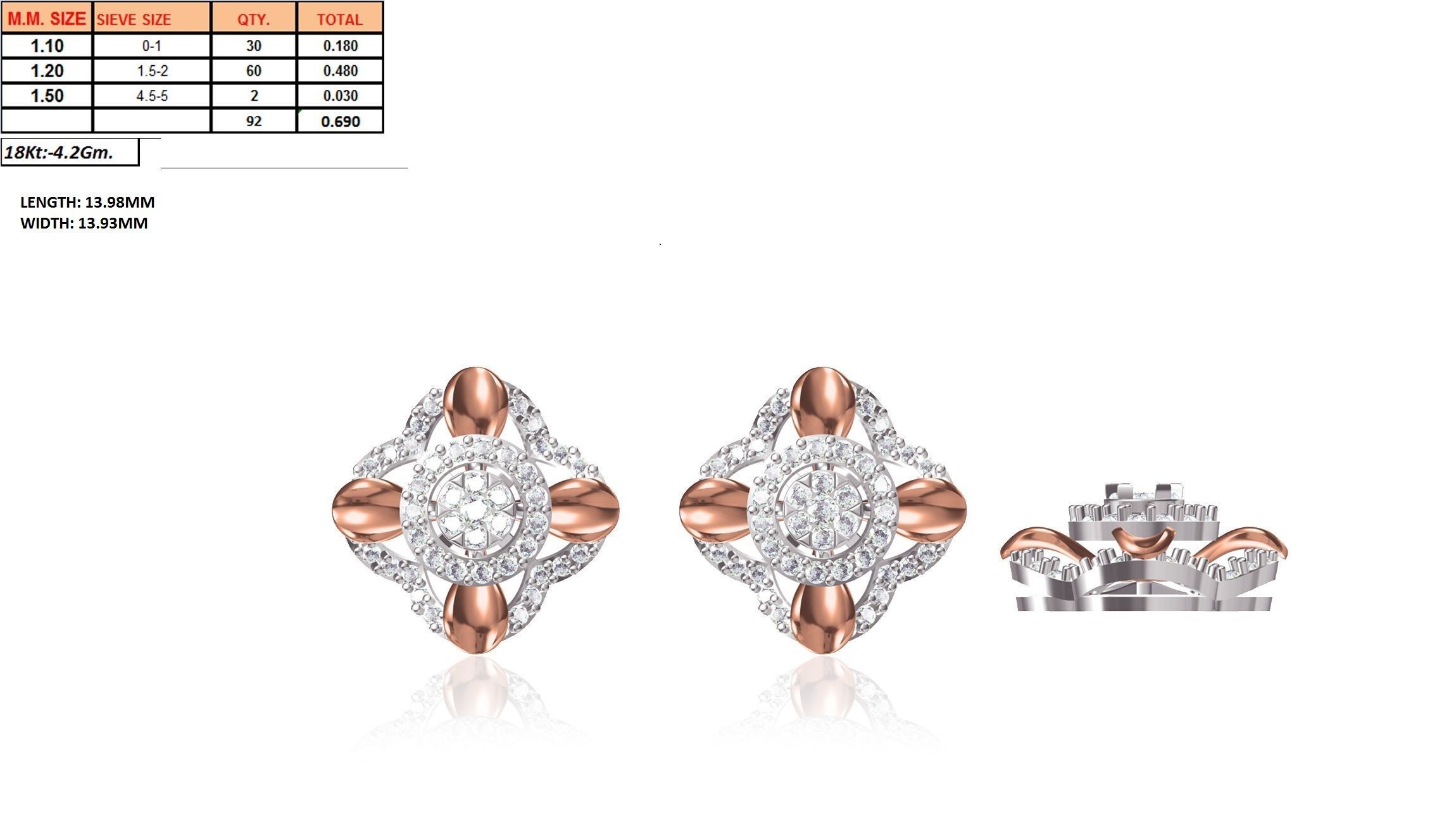 Women Stud Earrings STL JCD OBJ FBX Renders Details 3D print model_19