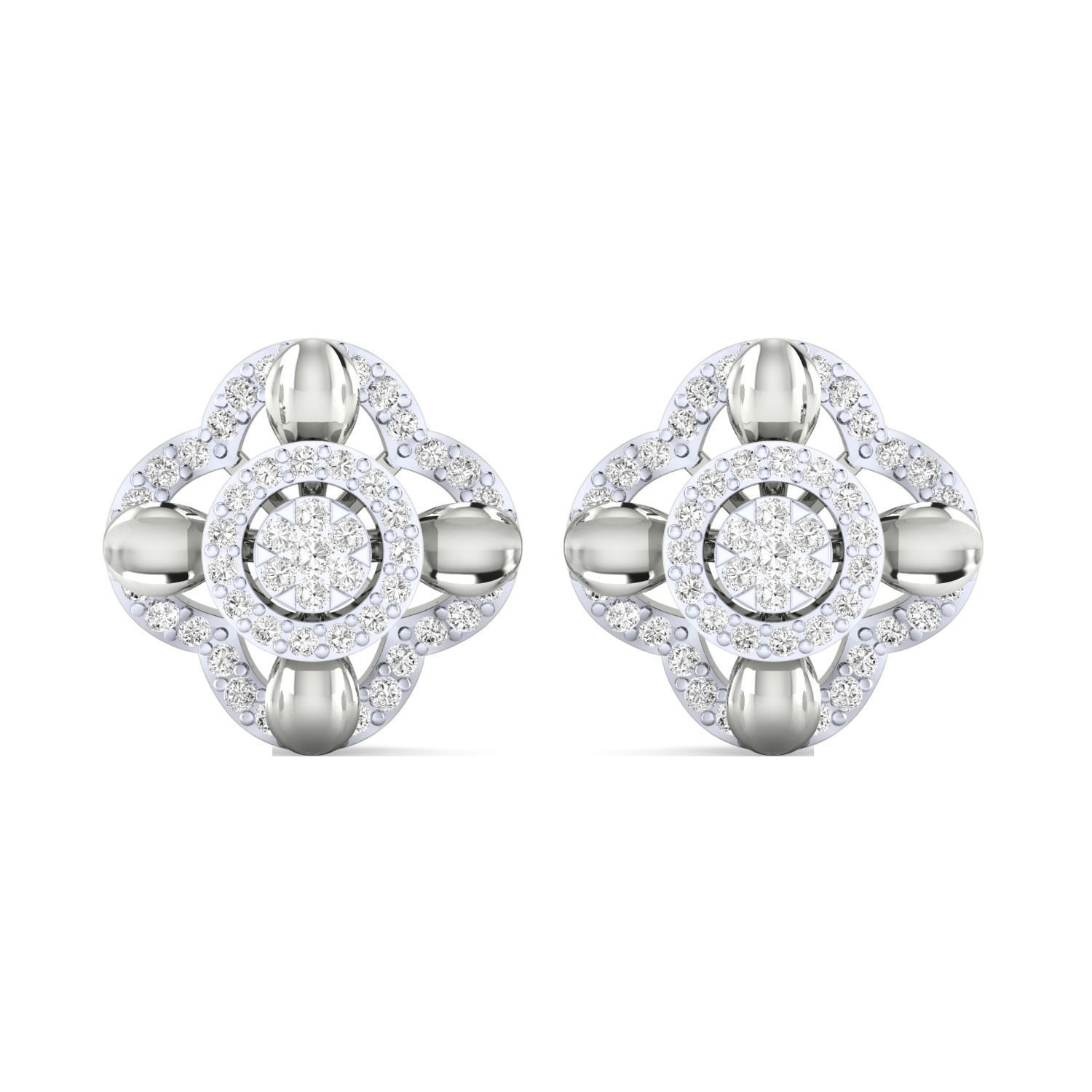 Women Stud Earrings STL JCD OBJ FBX Renders Details 3D print model_16