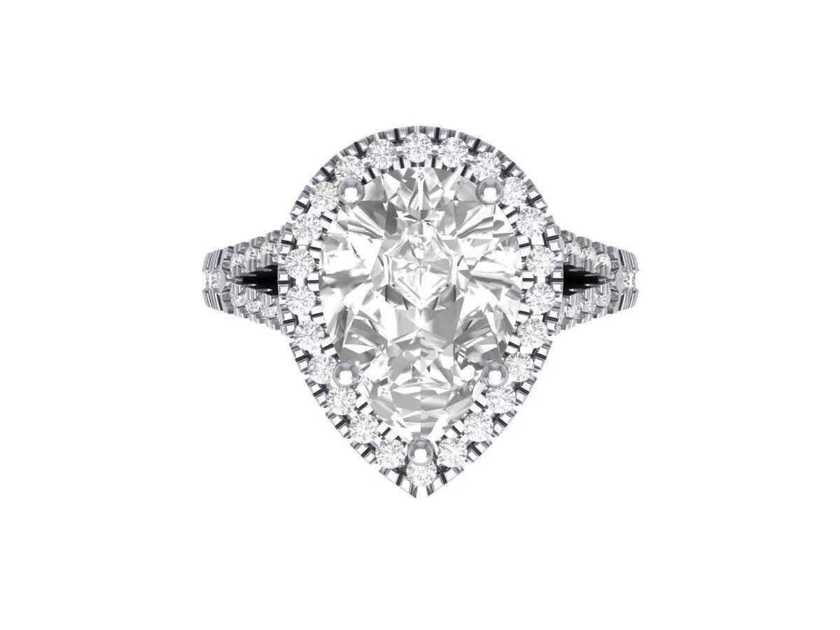 Pear Art Deco Ring 3D print model_0