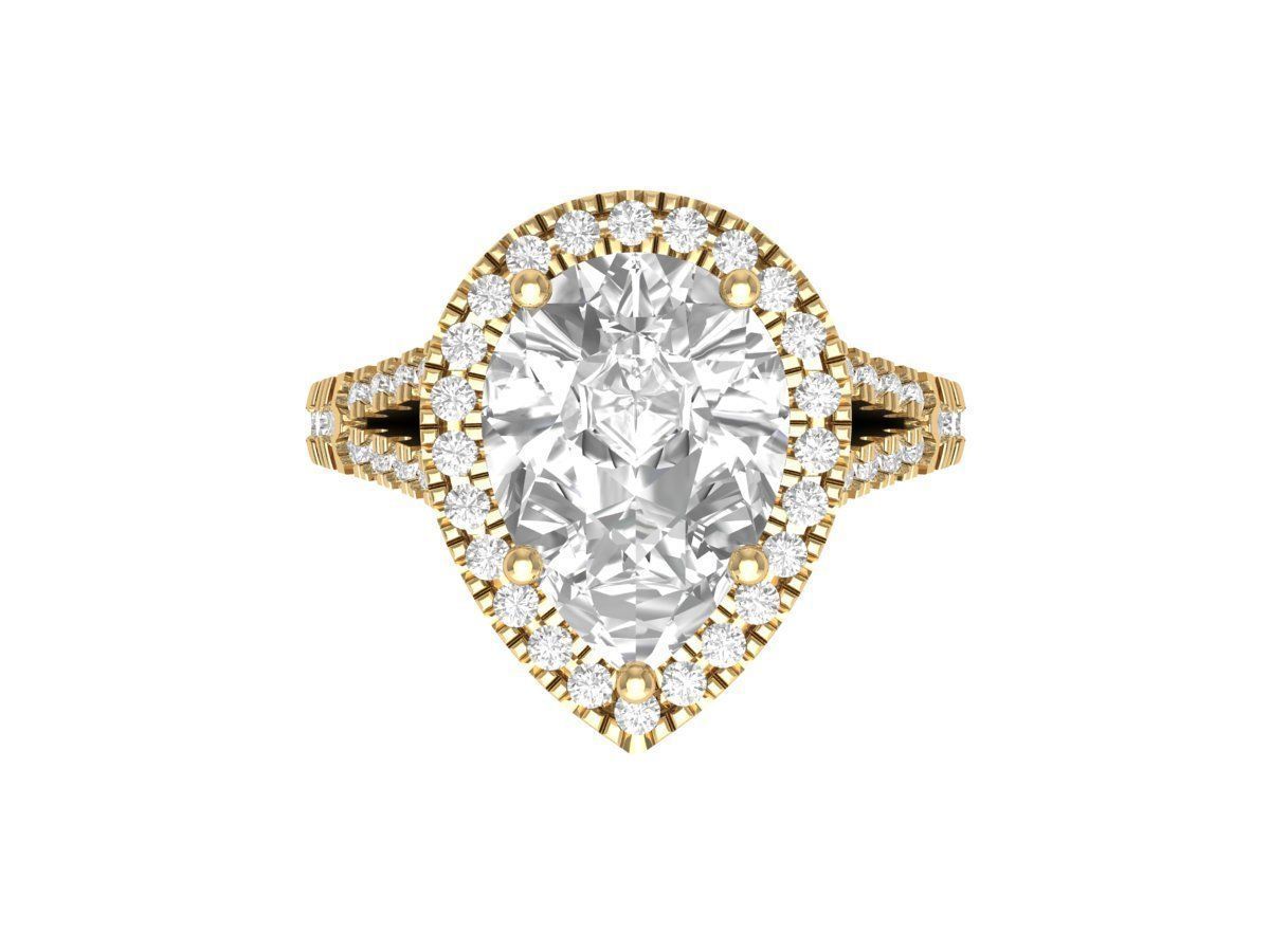 Pear Art Deco Ring 3D print model_2