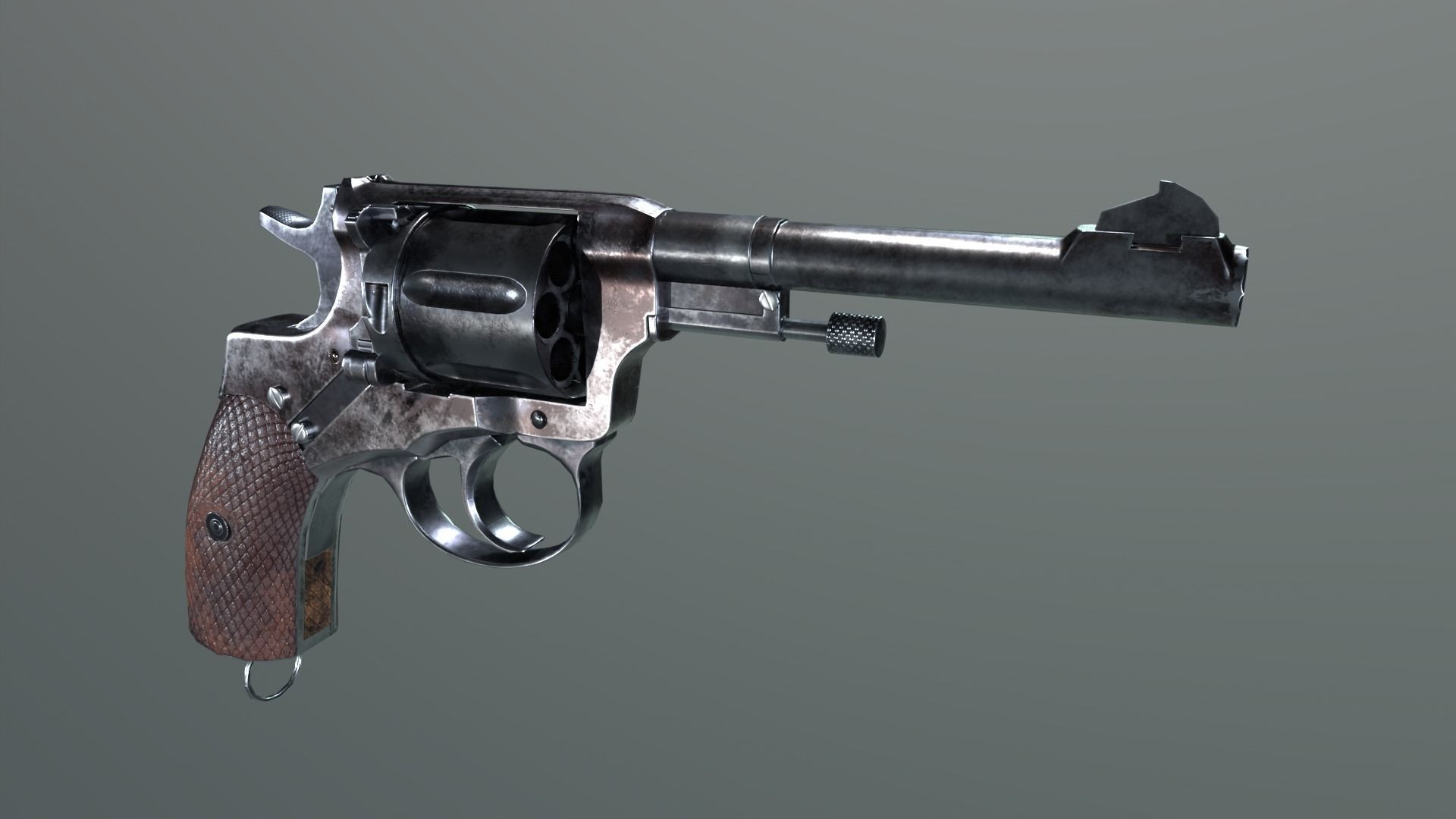 Nagant revolver Low-poly 3D model_4