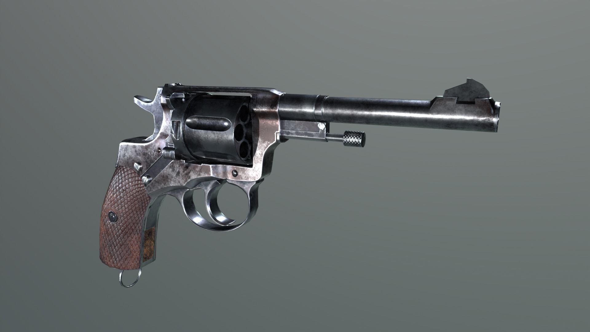 Nagant revolver Low-poly 3D model_3