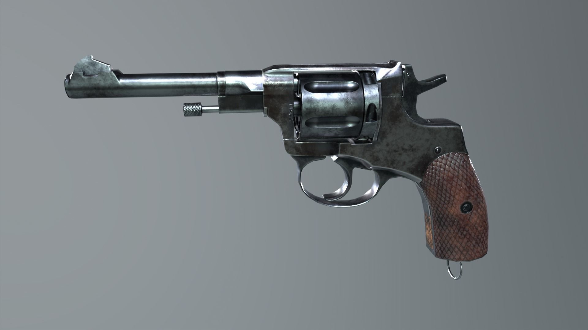 Nagant revolver Low-poly 3D model_2