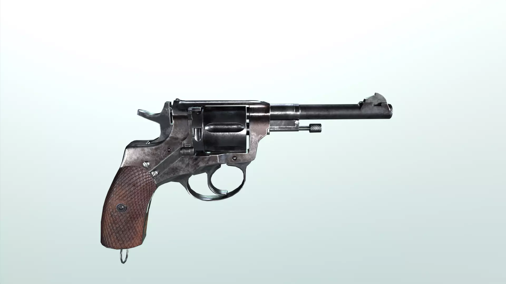 Nagant revolver Low-poly 3D model_0