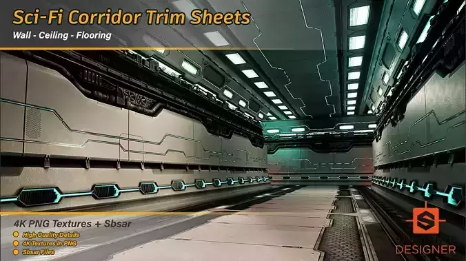 Sci-Fi Corridor Trim Sheets Texture