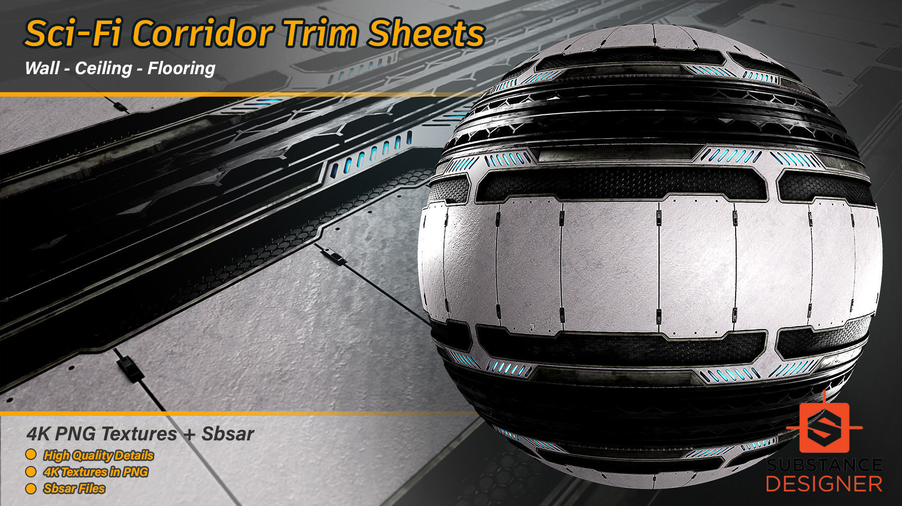 Sci-Fi Corridor Trim Sheets Texture_3