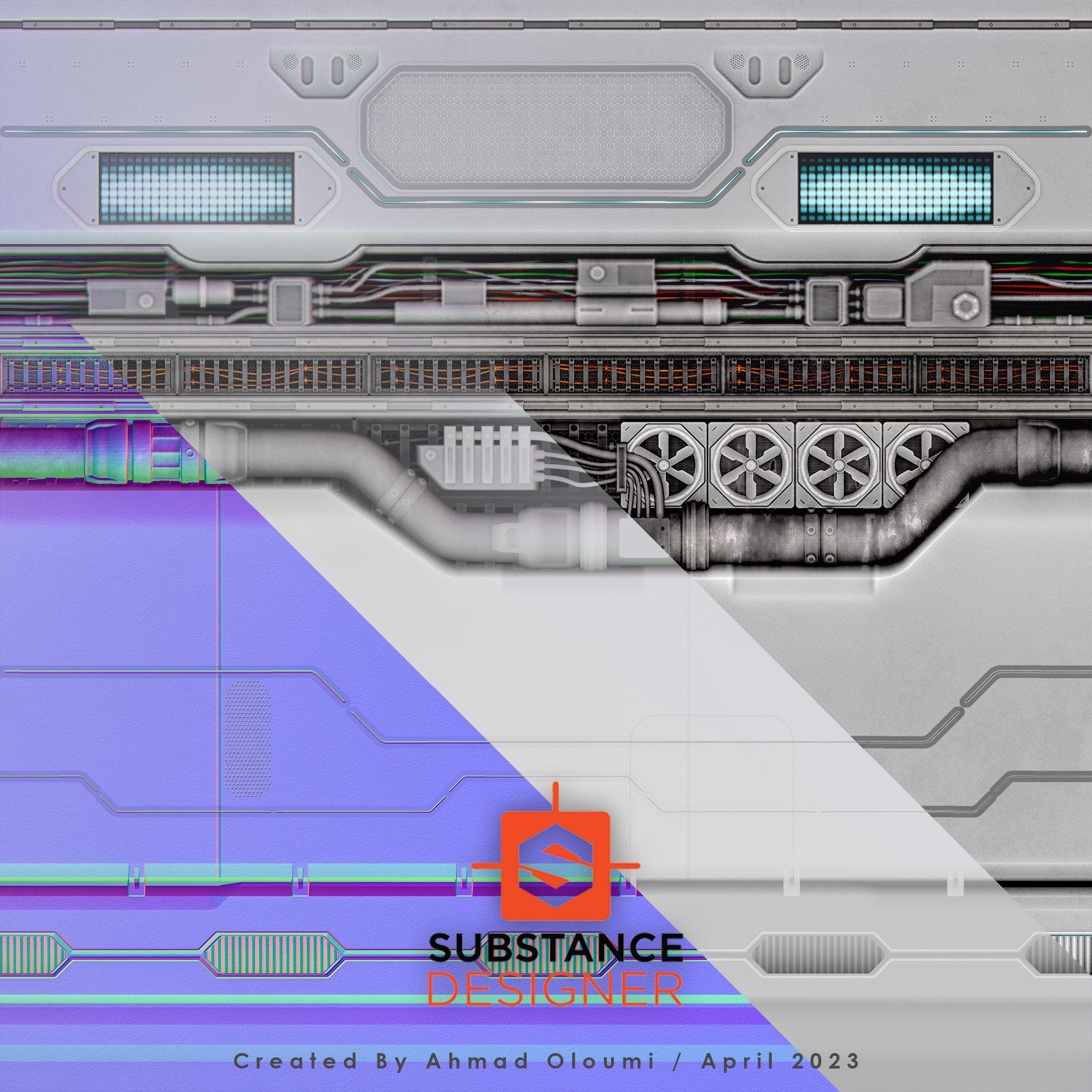 Sci-Fi Corridor Trim Sheets Texture_5