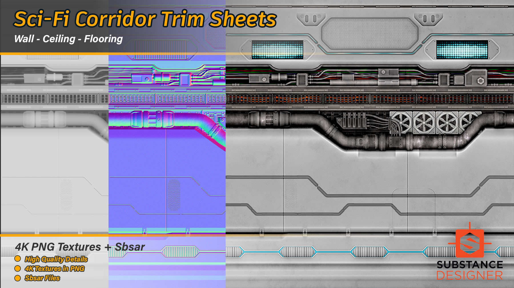 Sci-Fi Corridor Trim Sheets Texture_4