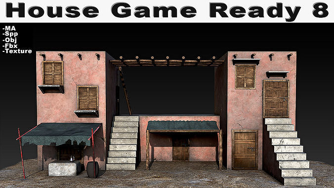 House Game Ready 8 castle Low-poly 3D model