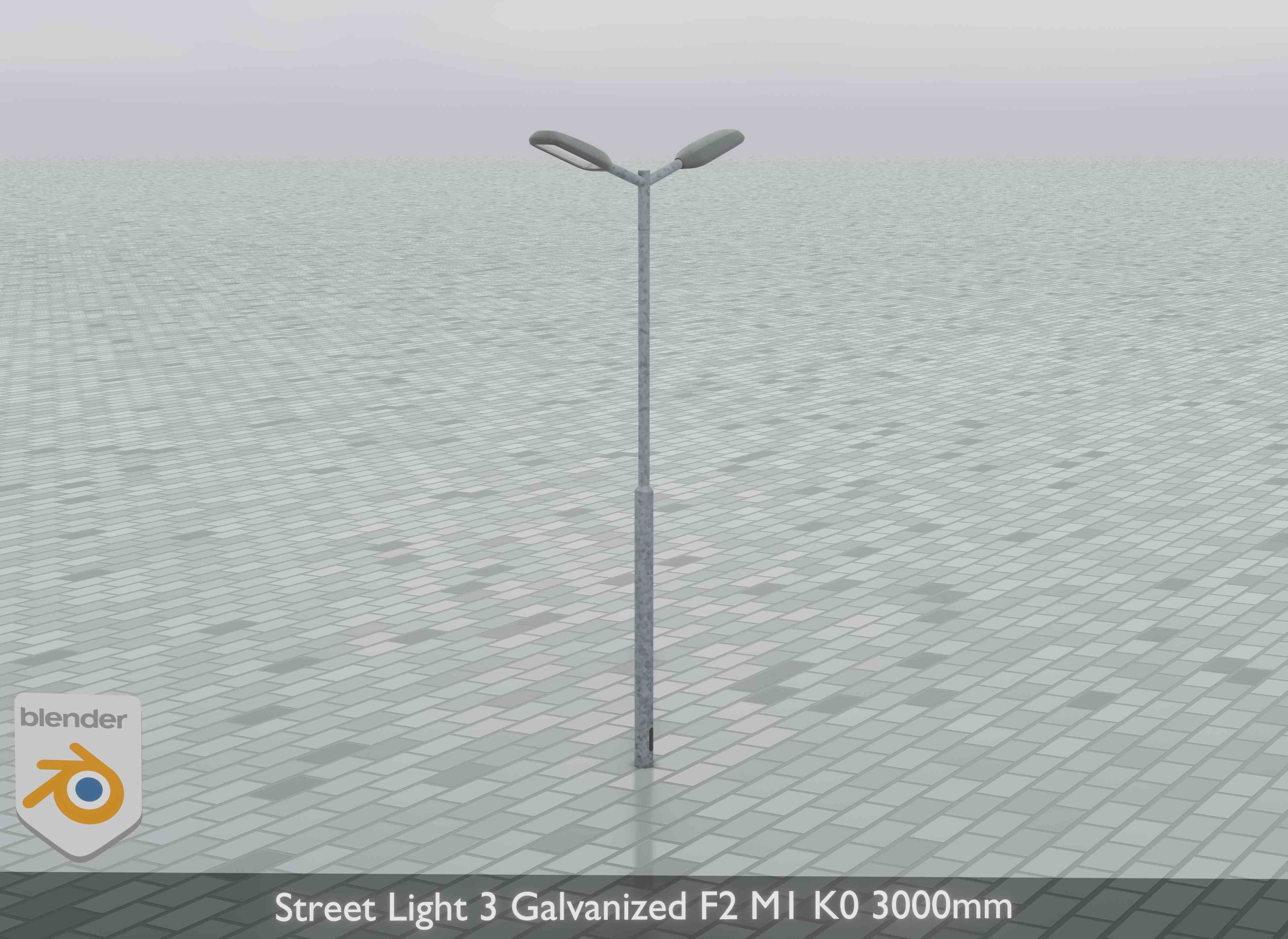 Street Light 3 Galvanized F2 M1 K0 3000 mm Low-poly 3D model_7