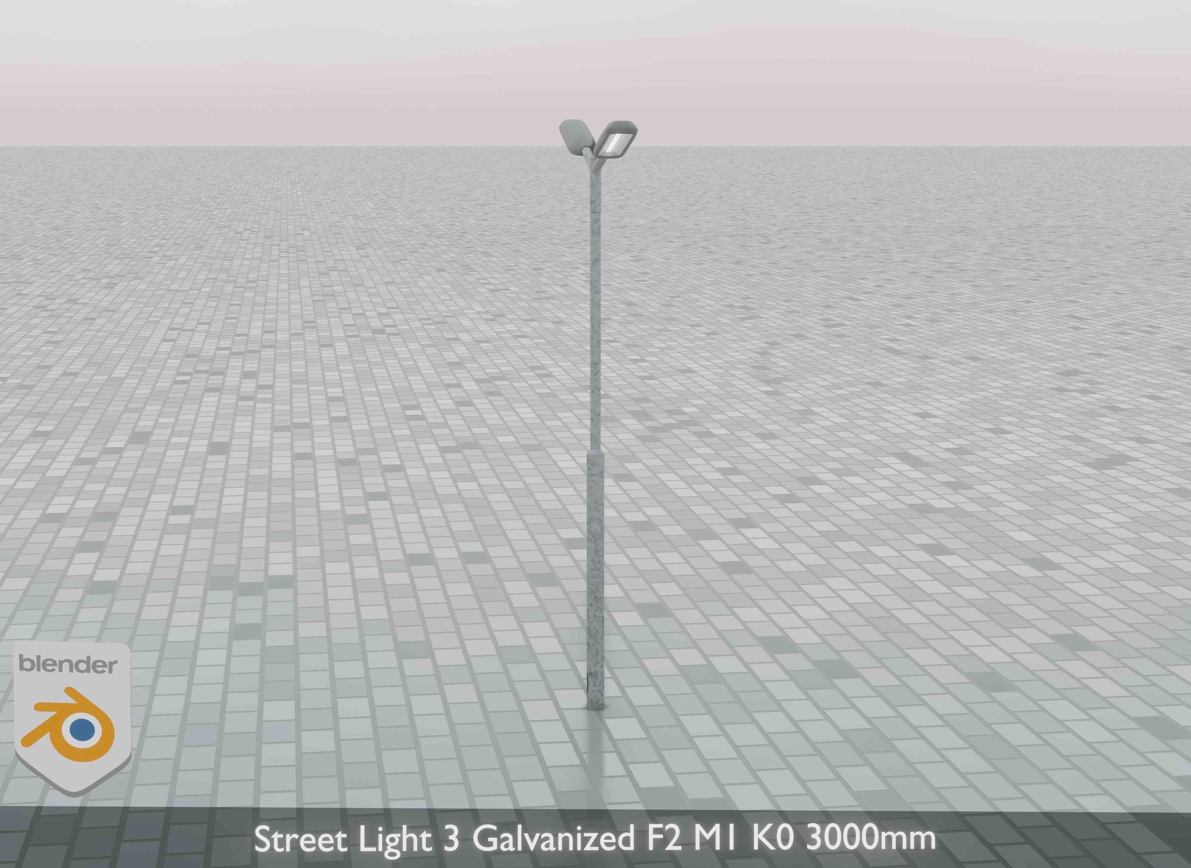 Street Light 3 Galvanized F2 M1 K0 3000 mm Low-poly 3D model_32