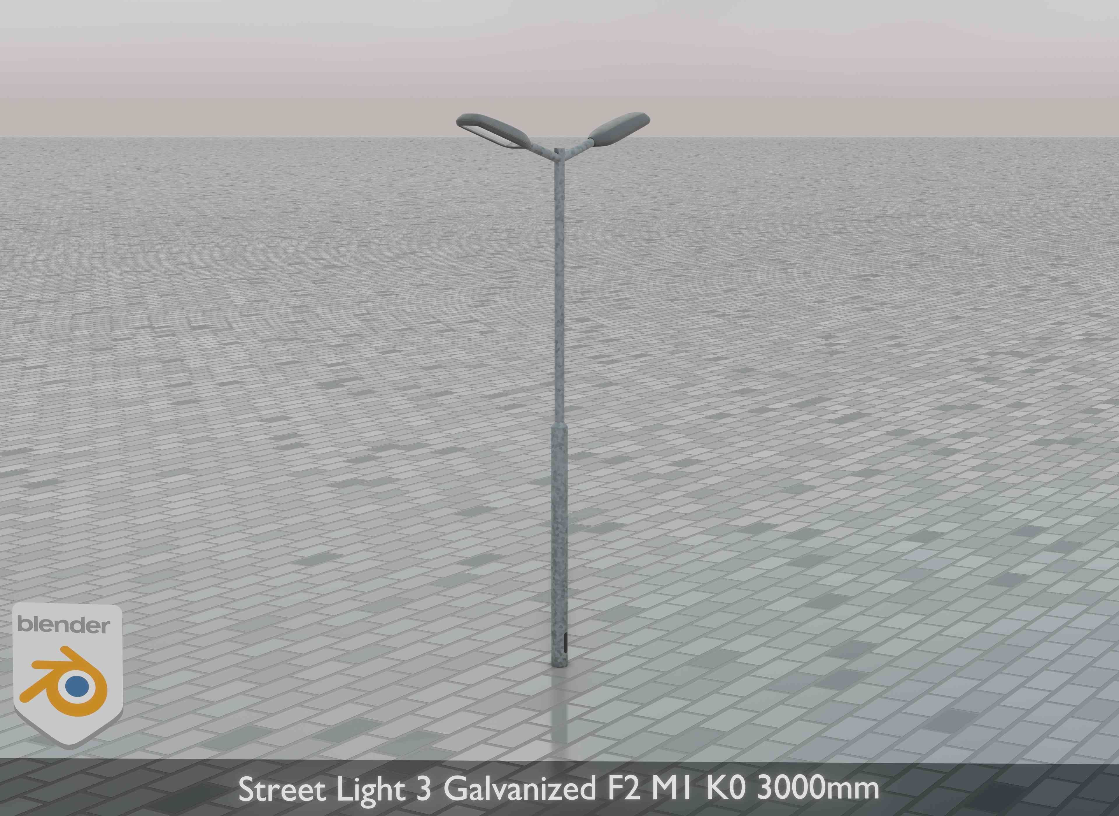 Street Light 3 Galvanized F2 M1 K0 3000 mm Low-poly 3D model_34