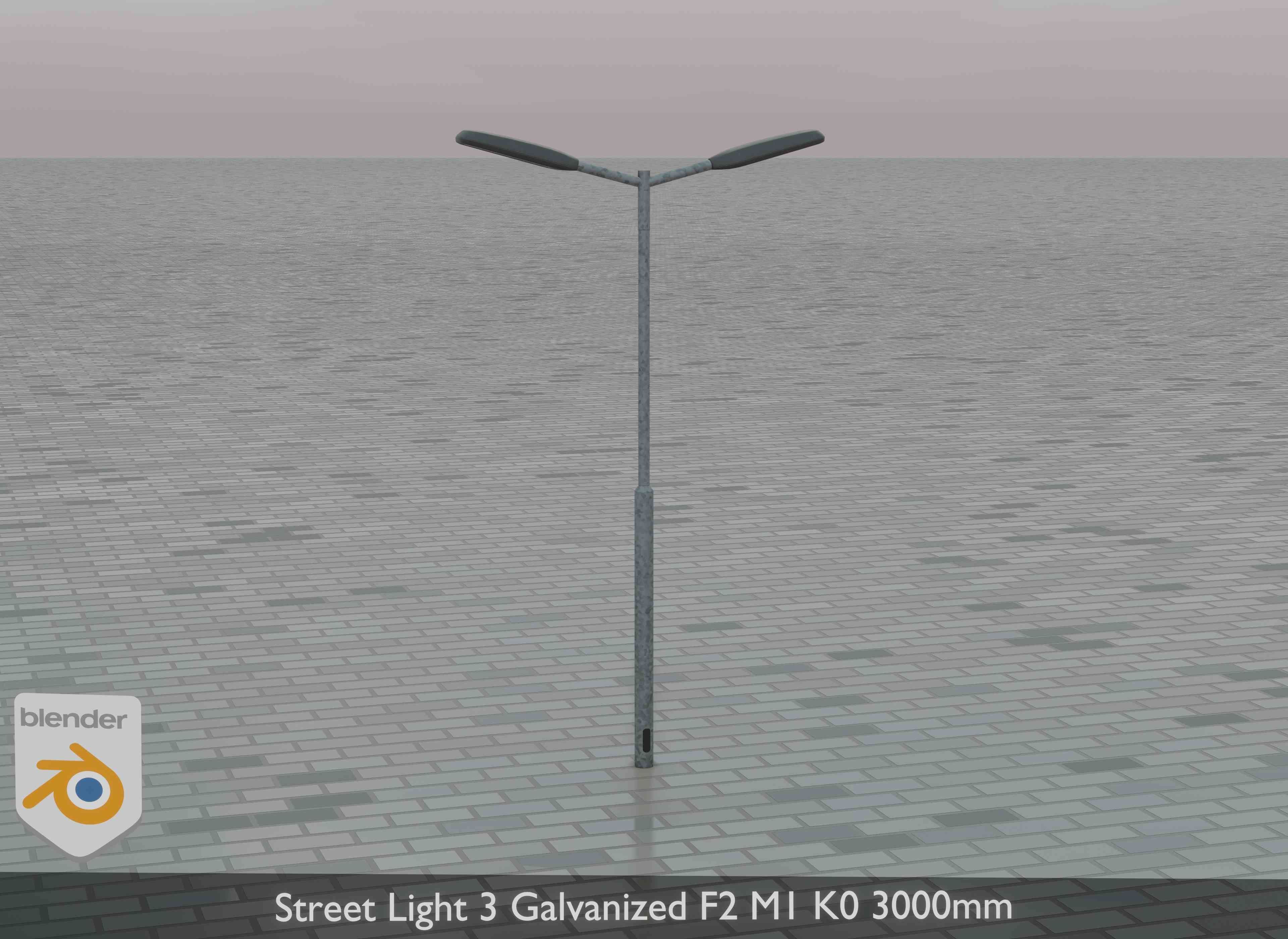 Street Light 3 Galvanized F2 M1 K0 3000 mm Low-poly 3D model_36