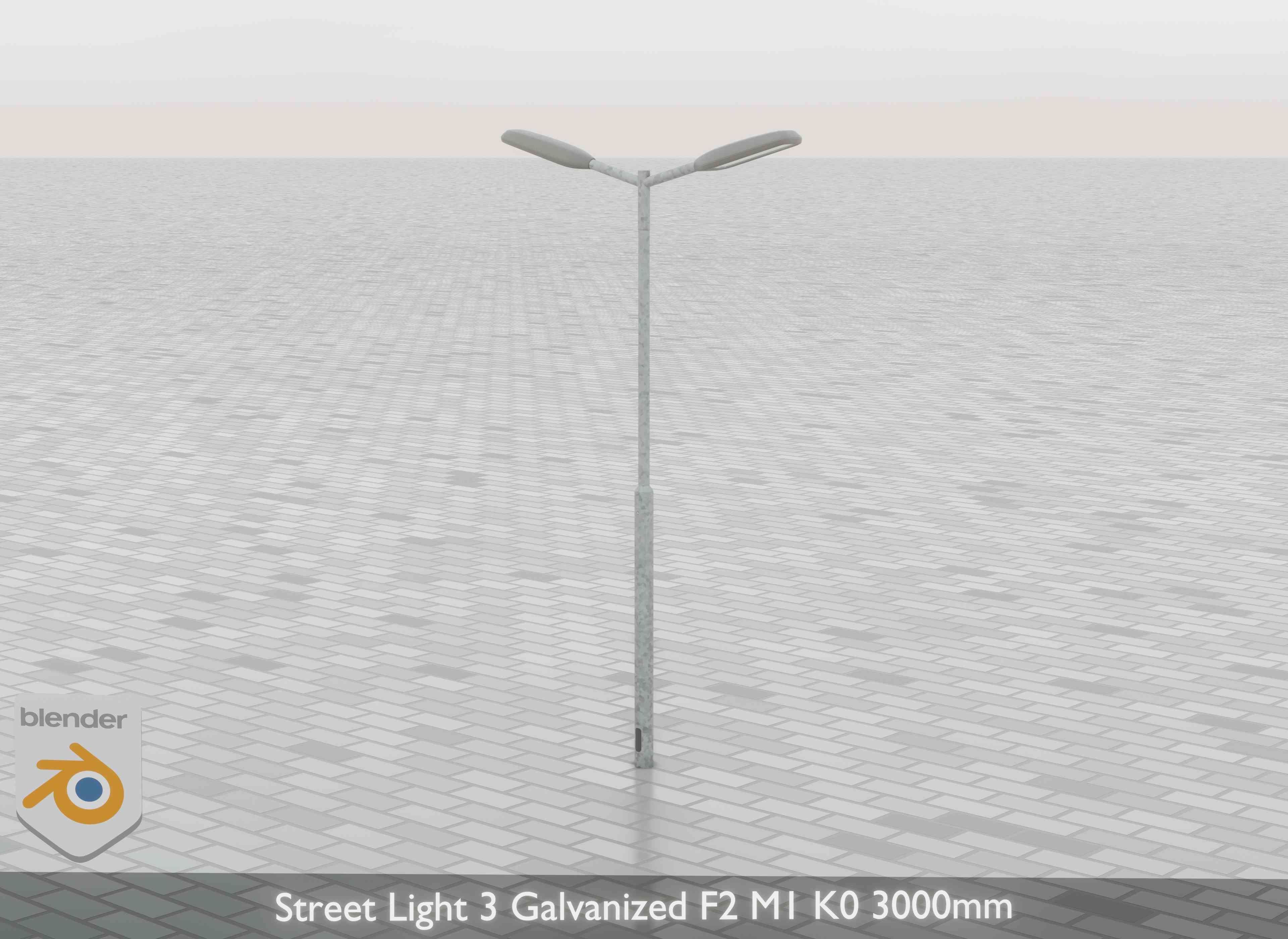 Street Light 3 Galvanized F2 M1 K0 3000 mm Low-poly 3D model_30