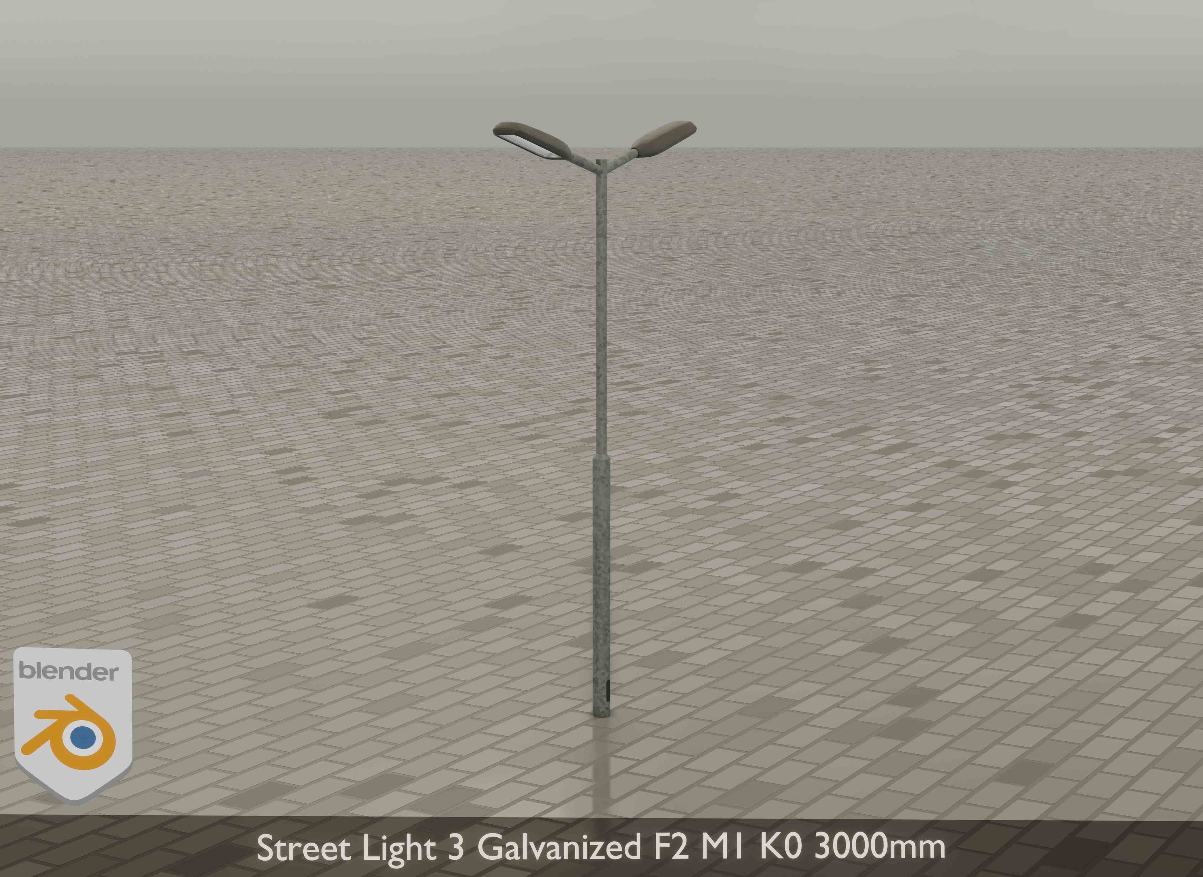 Street Light 3 Galvanized F2 M1 K0 3000 mm Low-poly 3D model_16