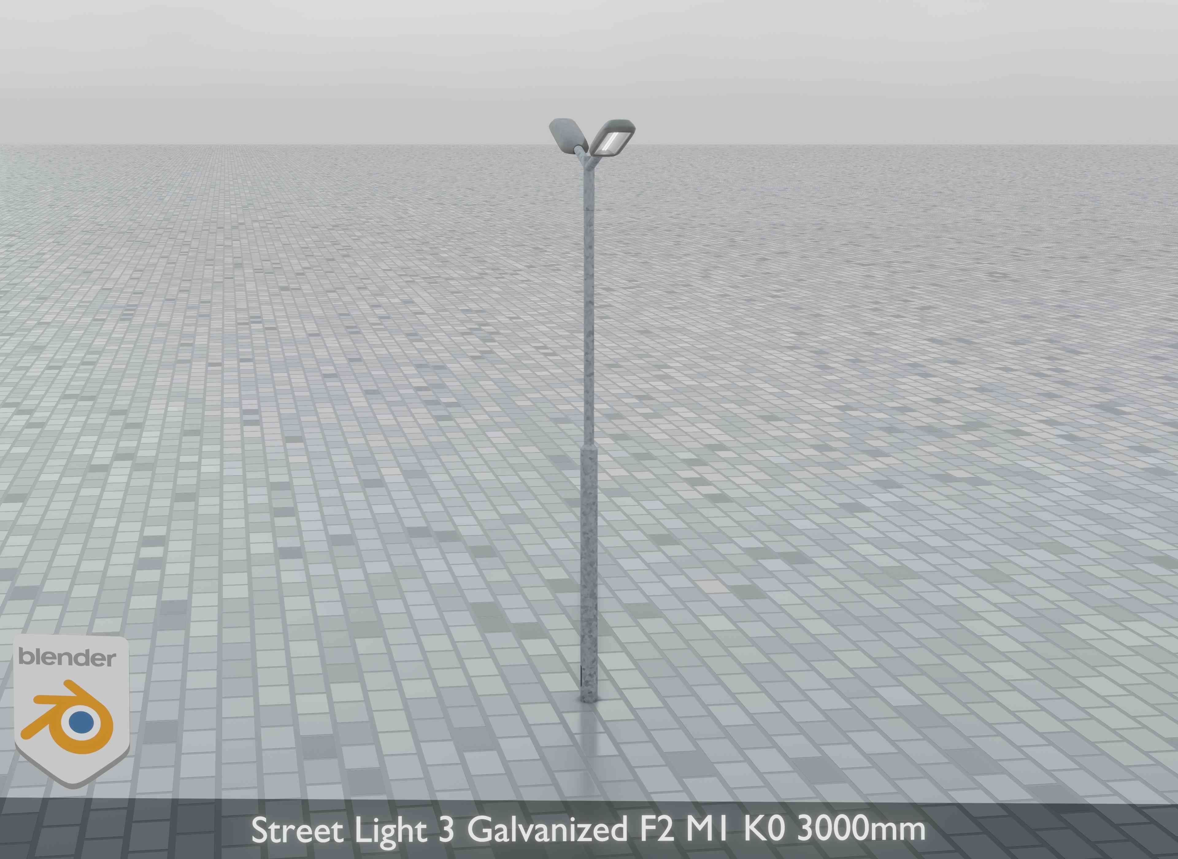 Street Light 3 Galvanized F2 M1 K0 3000 mm Low-poly 3D model_5