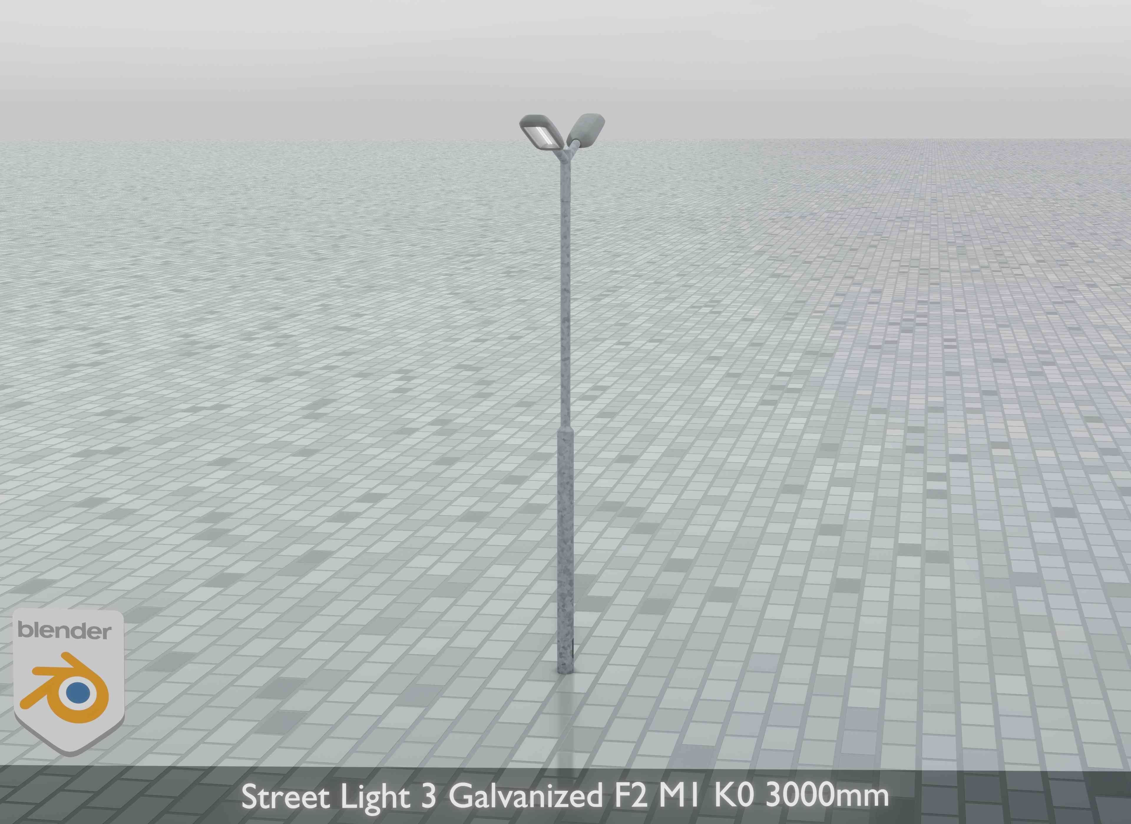 Street Light 3 Galvanized F2 M1 K0 3000 mm Low-poly 3D model_6