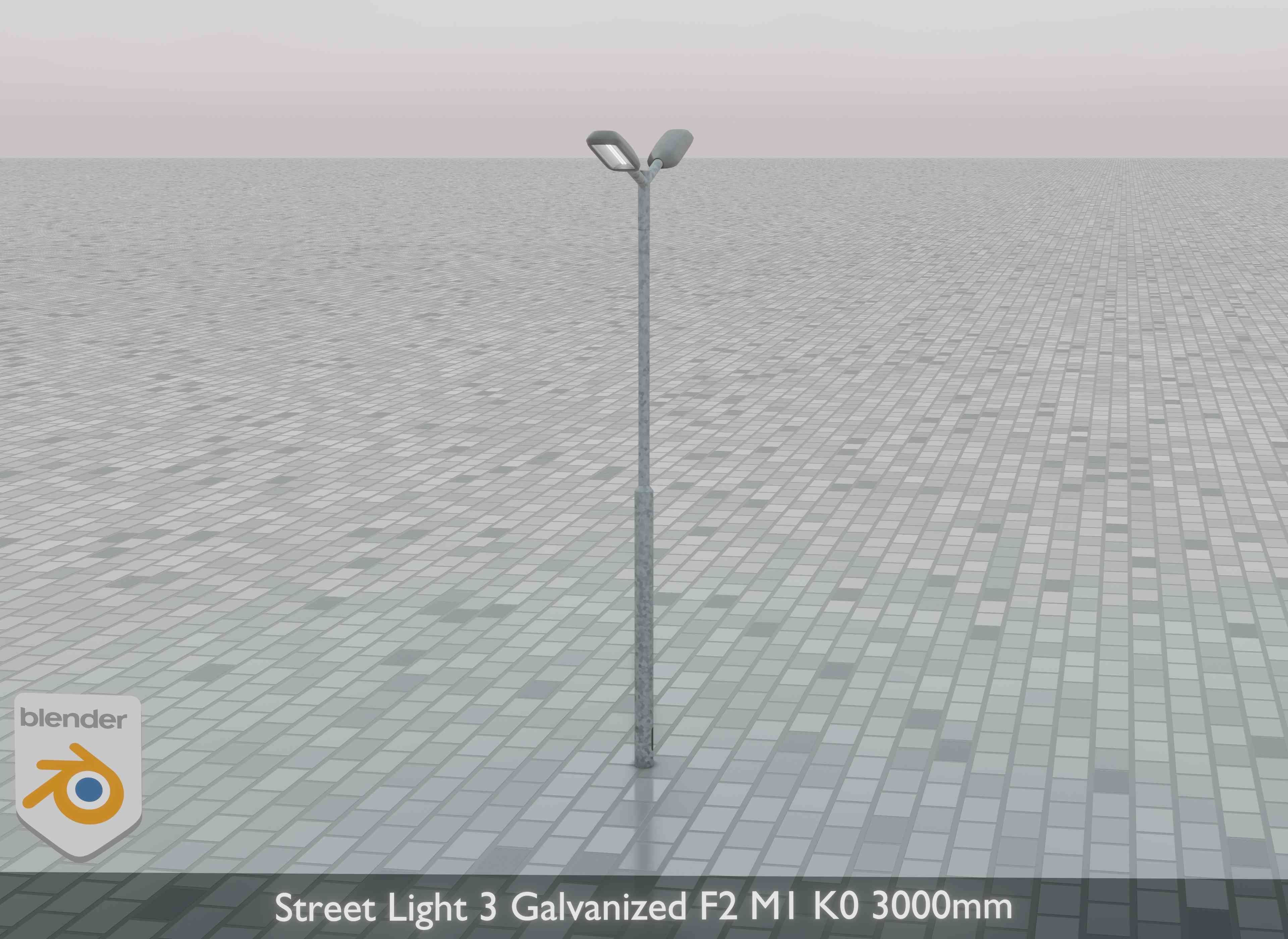 Street Light 3 Galvanized F2 M1 K0 3000 mm Low-poly 3D model_33