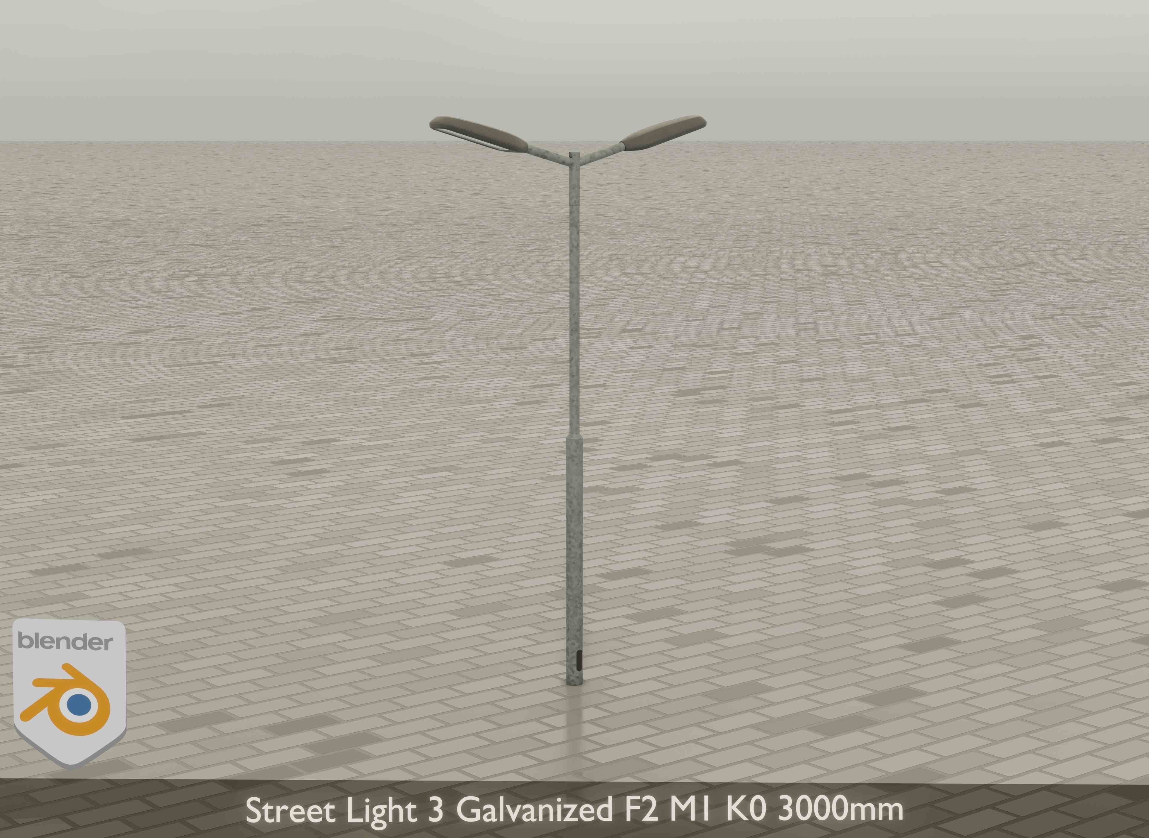Street Light 3 Galvanized F2 M1 K0 3000 mm Low-poly 3D model_17