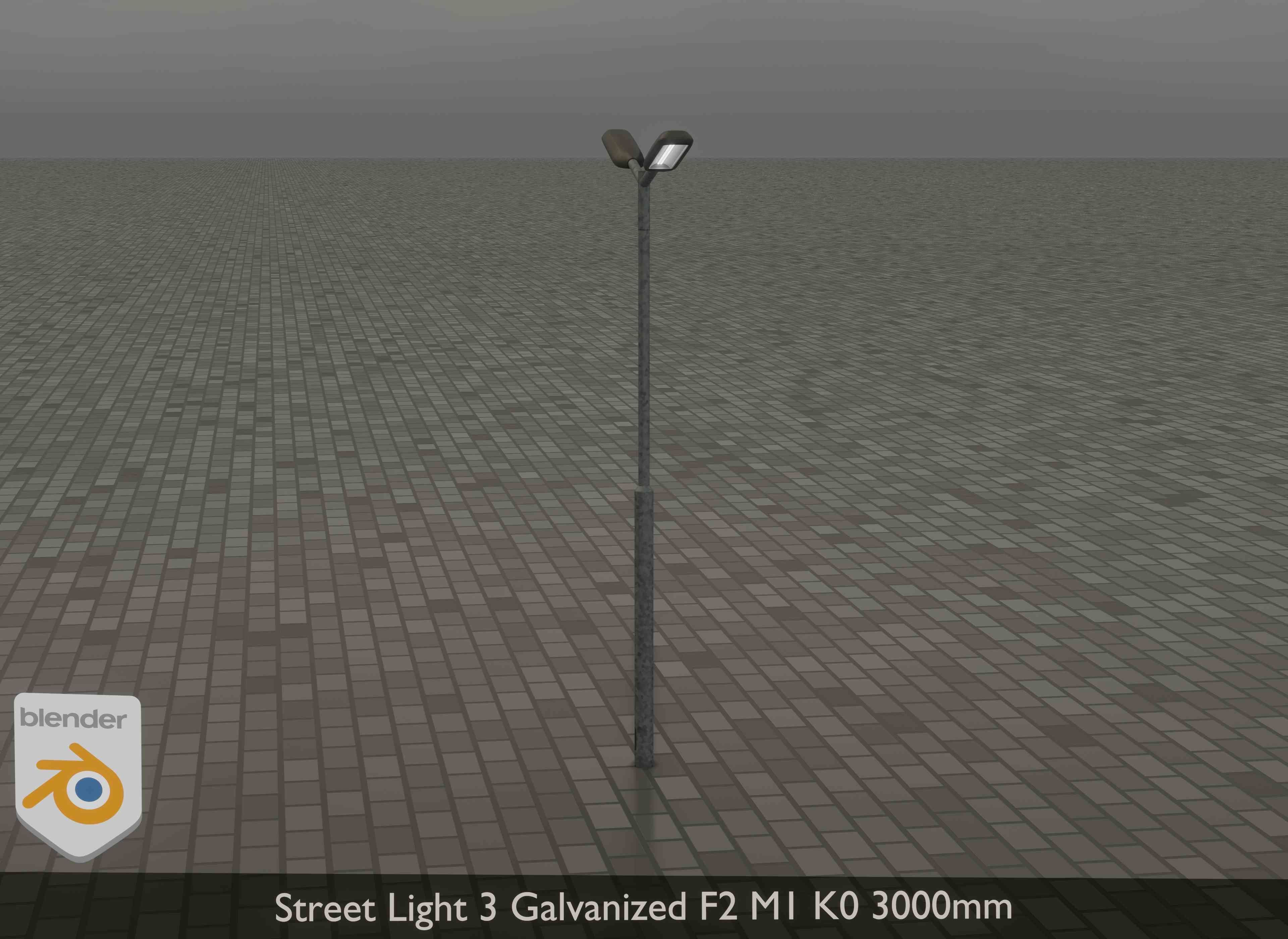 Street Light 3 Galvanized F2 M1 K0 3000 mm Low-poly 3D model_14