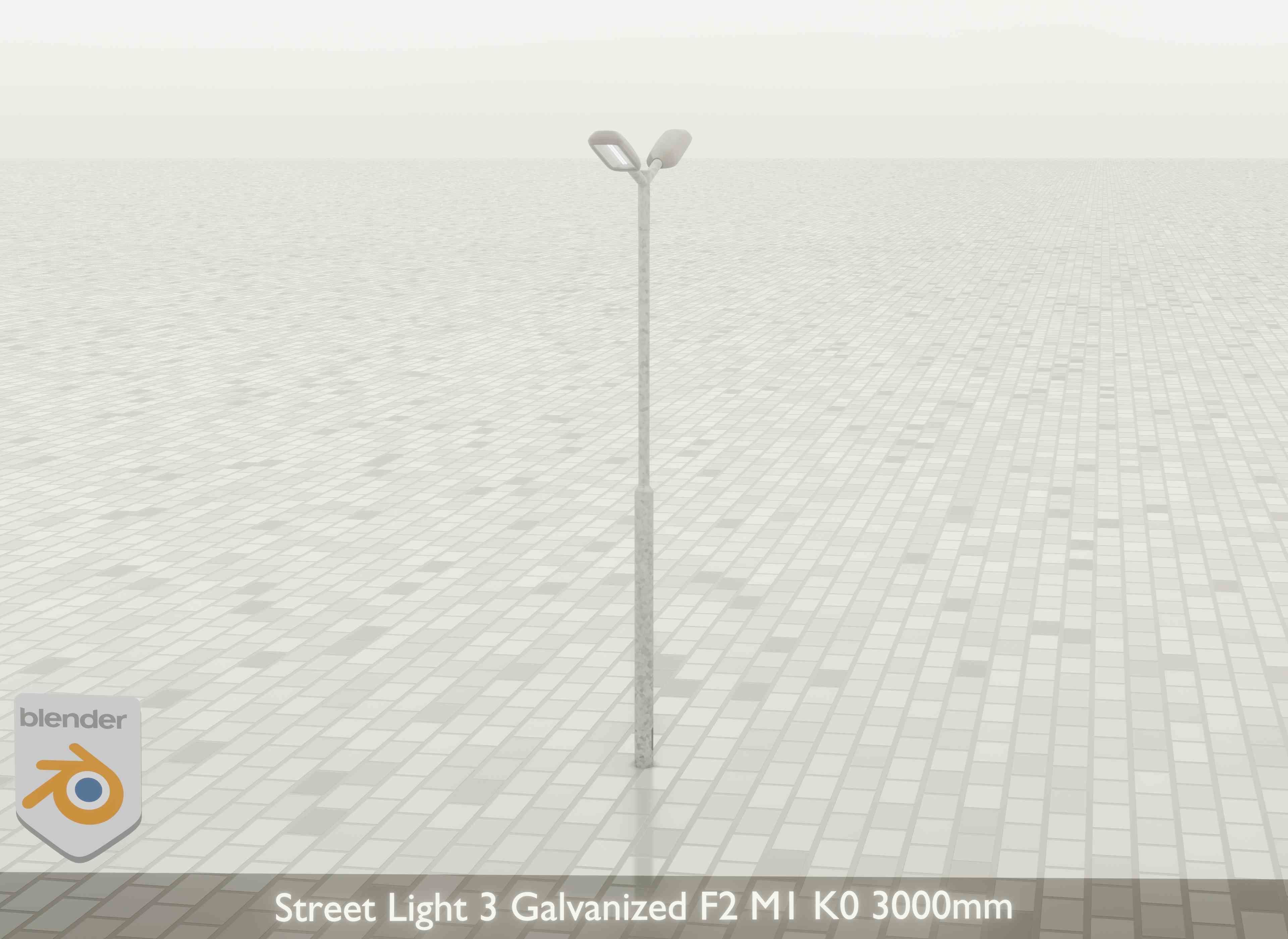 Street Light 3 Galvanized F2 M1 K0 3000 mm Low-poly 3D model_24