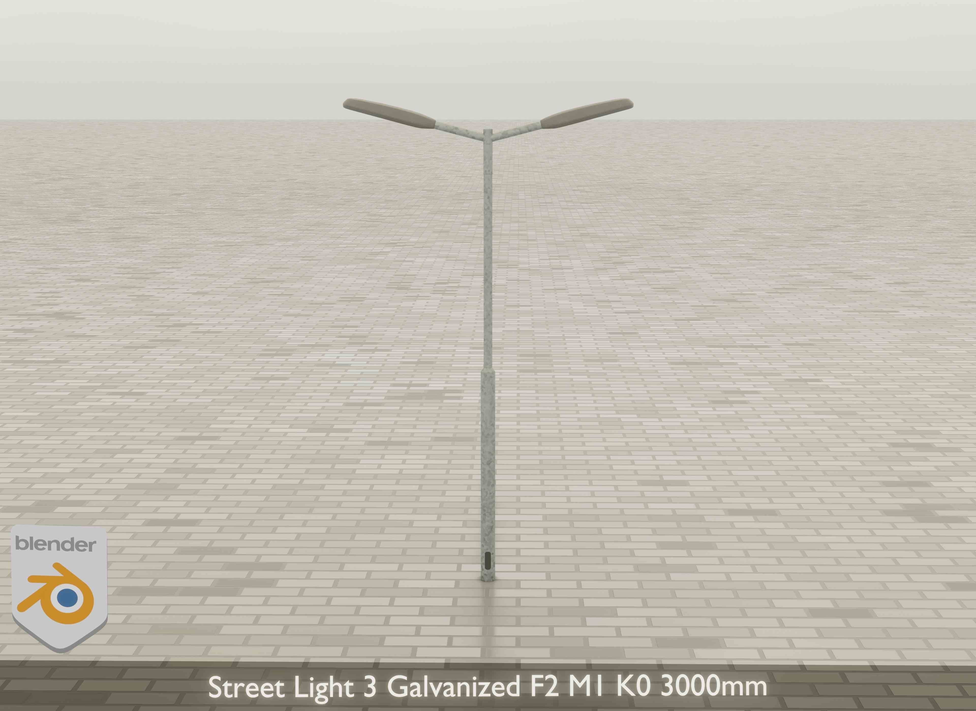 Street Light 3 Galvanized F2 M1 K0 3000 mm Low-poly 3D model_19