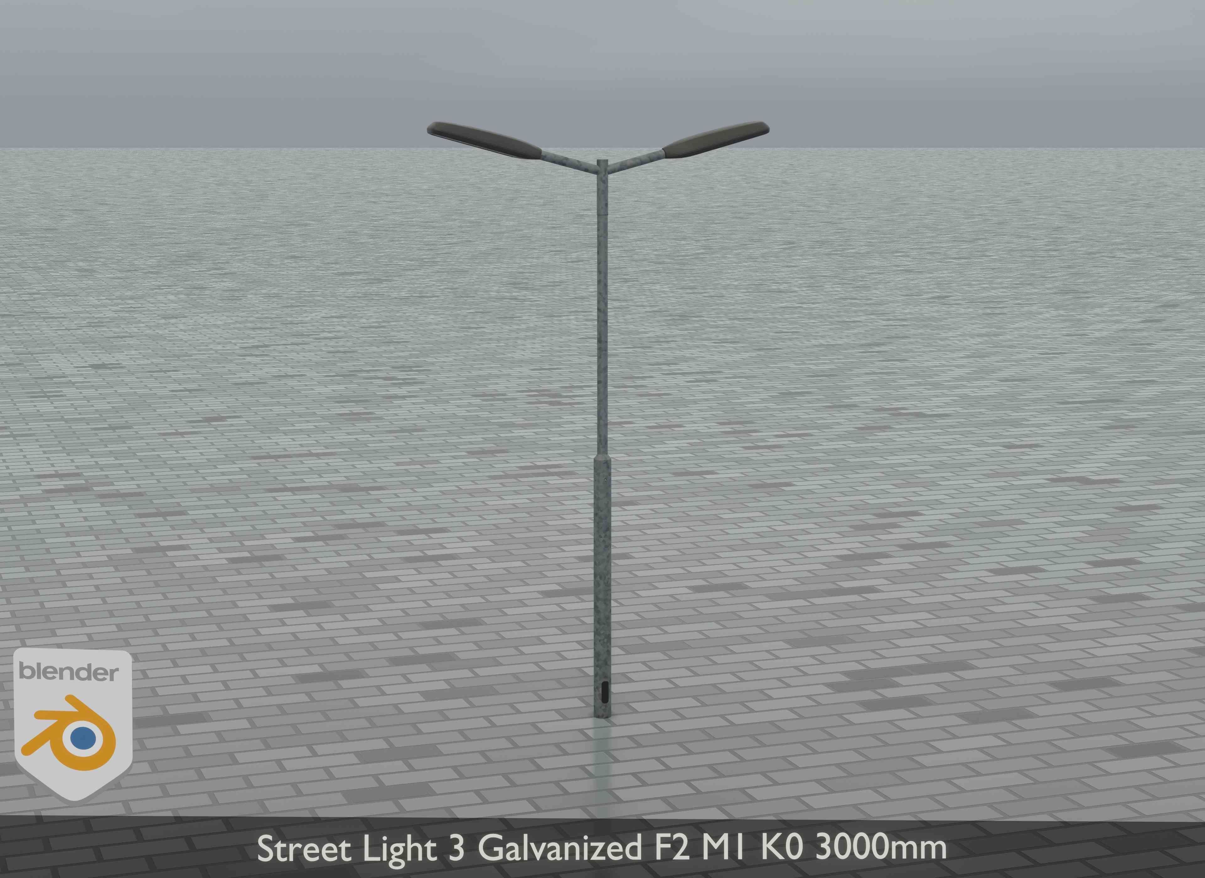 Street Light 3 Galvanized F2 M1 K0 3000 mm Low-poly 3D model_9