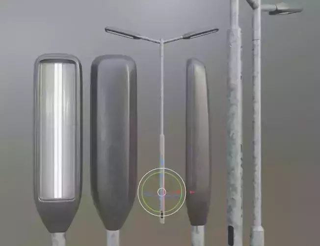 Street Light 3 Galvanized F2 M1 K0 3000 mm  Low-poly 3D model