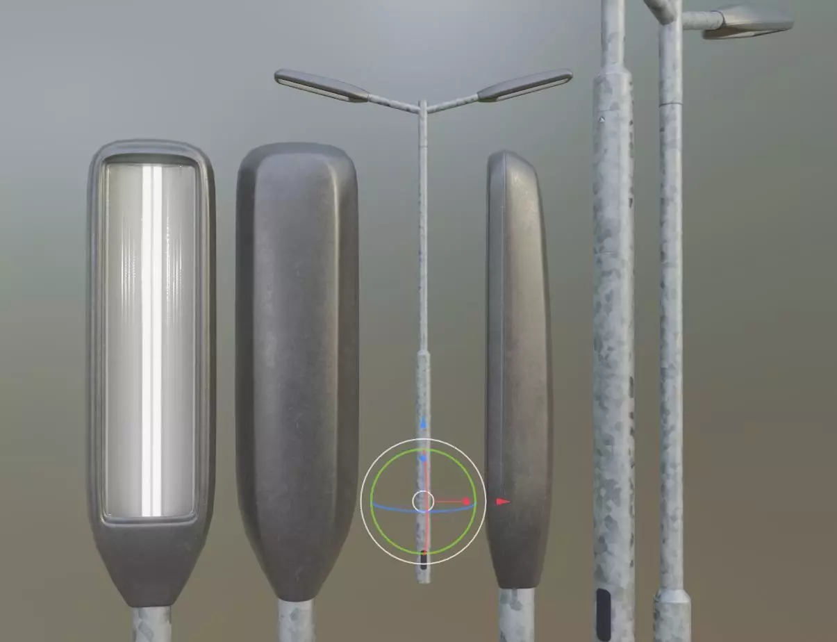 Street Light 3 Galvanized F2 M1 K0 3000 mm Low-poly 3D model_0