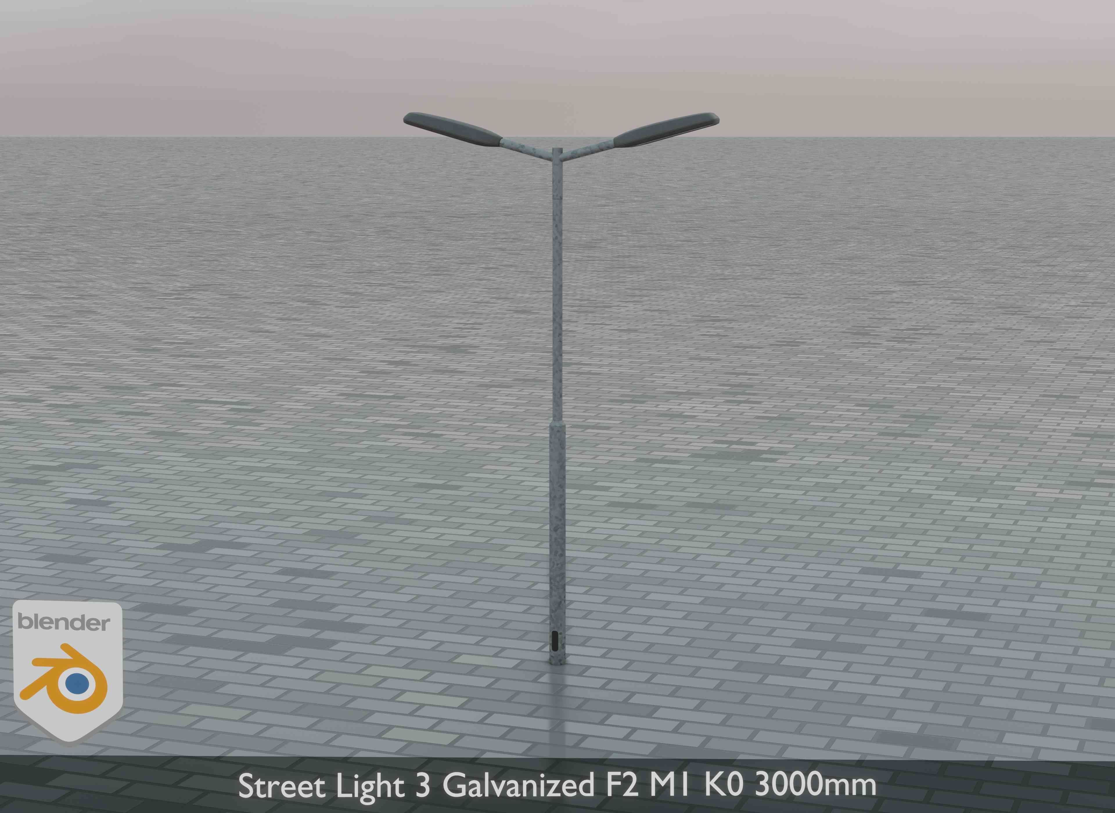 Street Light 3 Galvanized F2 M1 K0 3000 mm Low-poly 3D model_2
