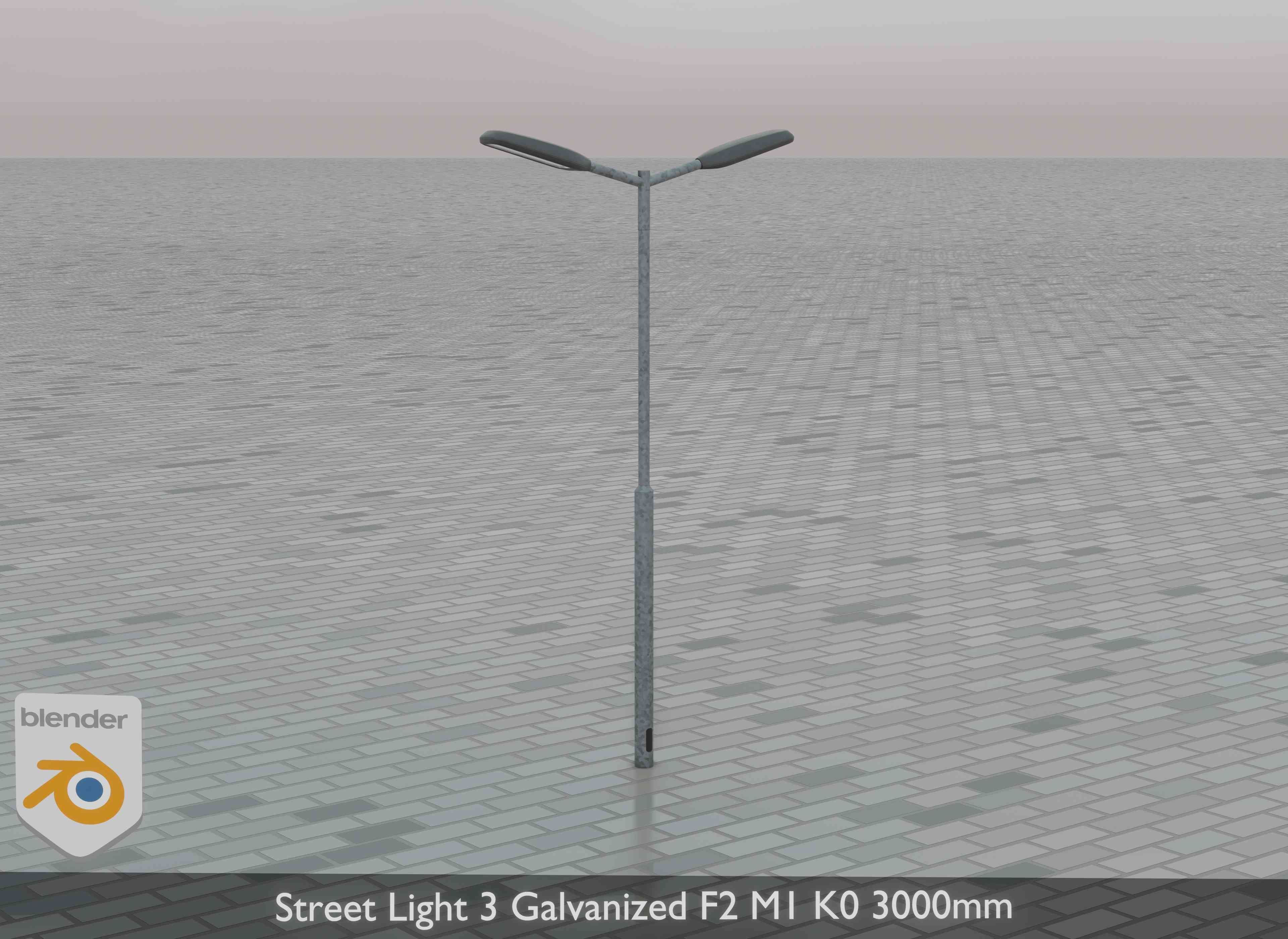 Street Light 3 Galvanized F2 M1 K0 3000 mm Low-poly 3D model_35