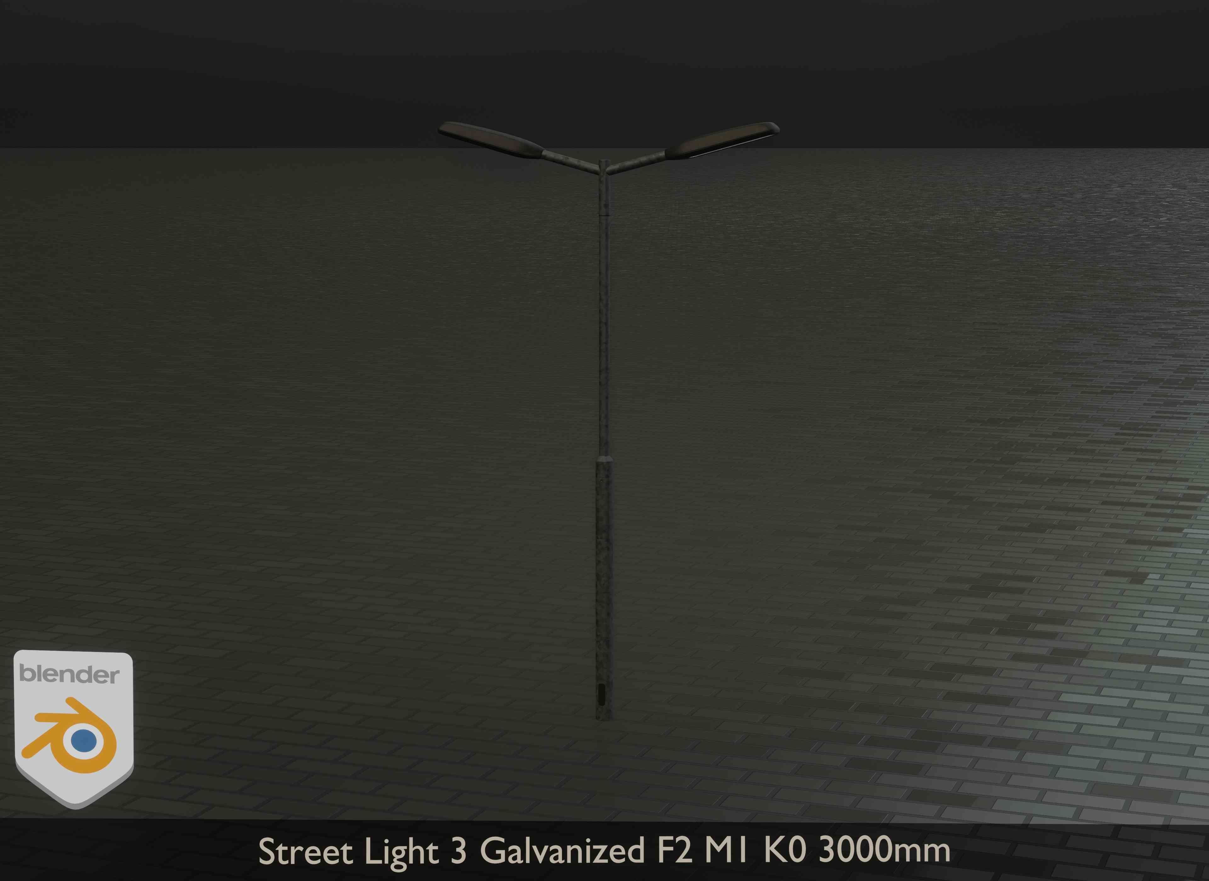 Street Light 3 Galvanized F2 M1 K0 3000 mm Low-poly 3D model_11