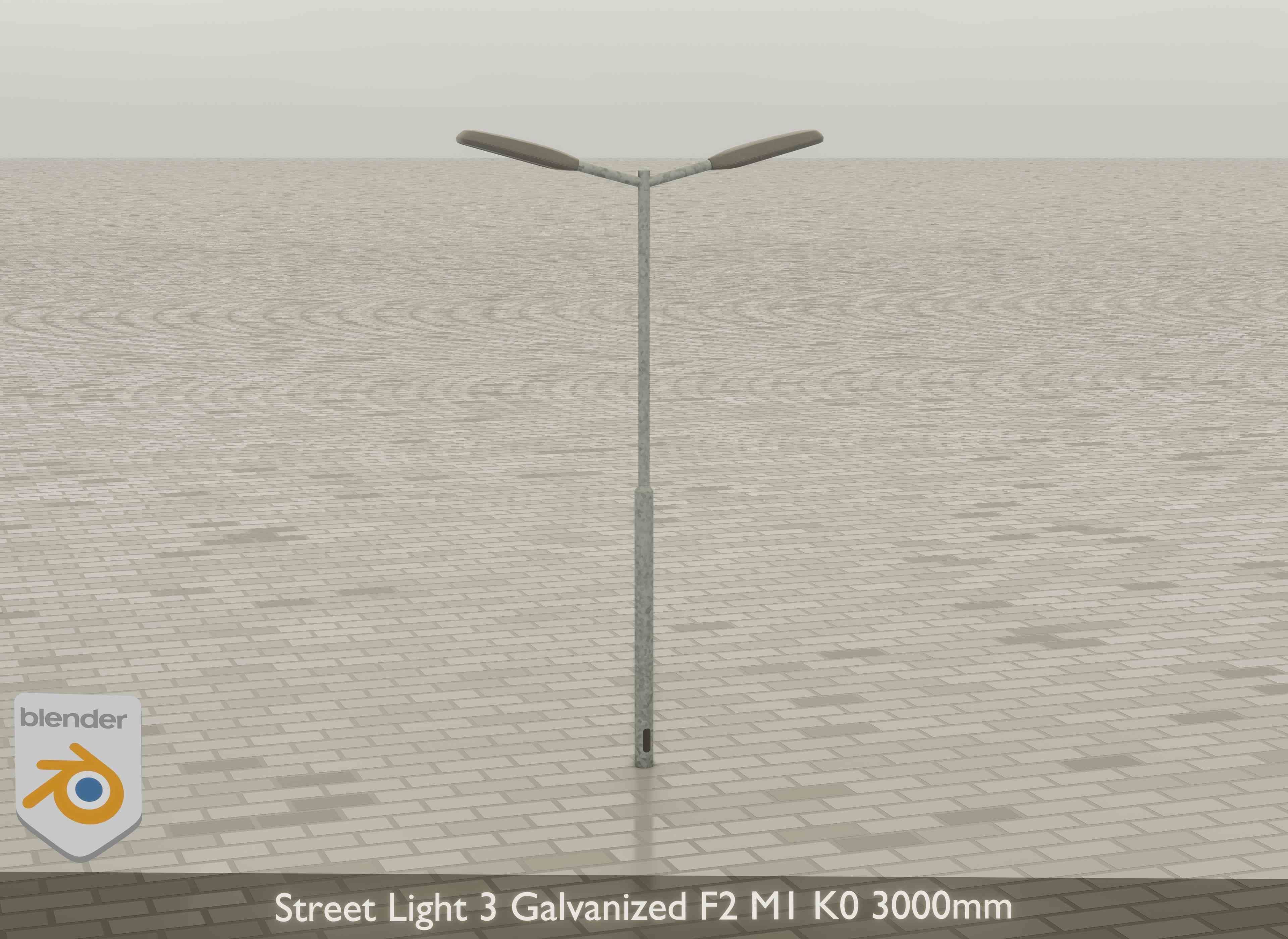 Street Light 3 Galvanized F2 M1 K0 3000 mm Low-poly 3D model_18