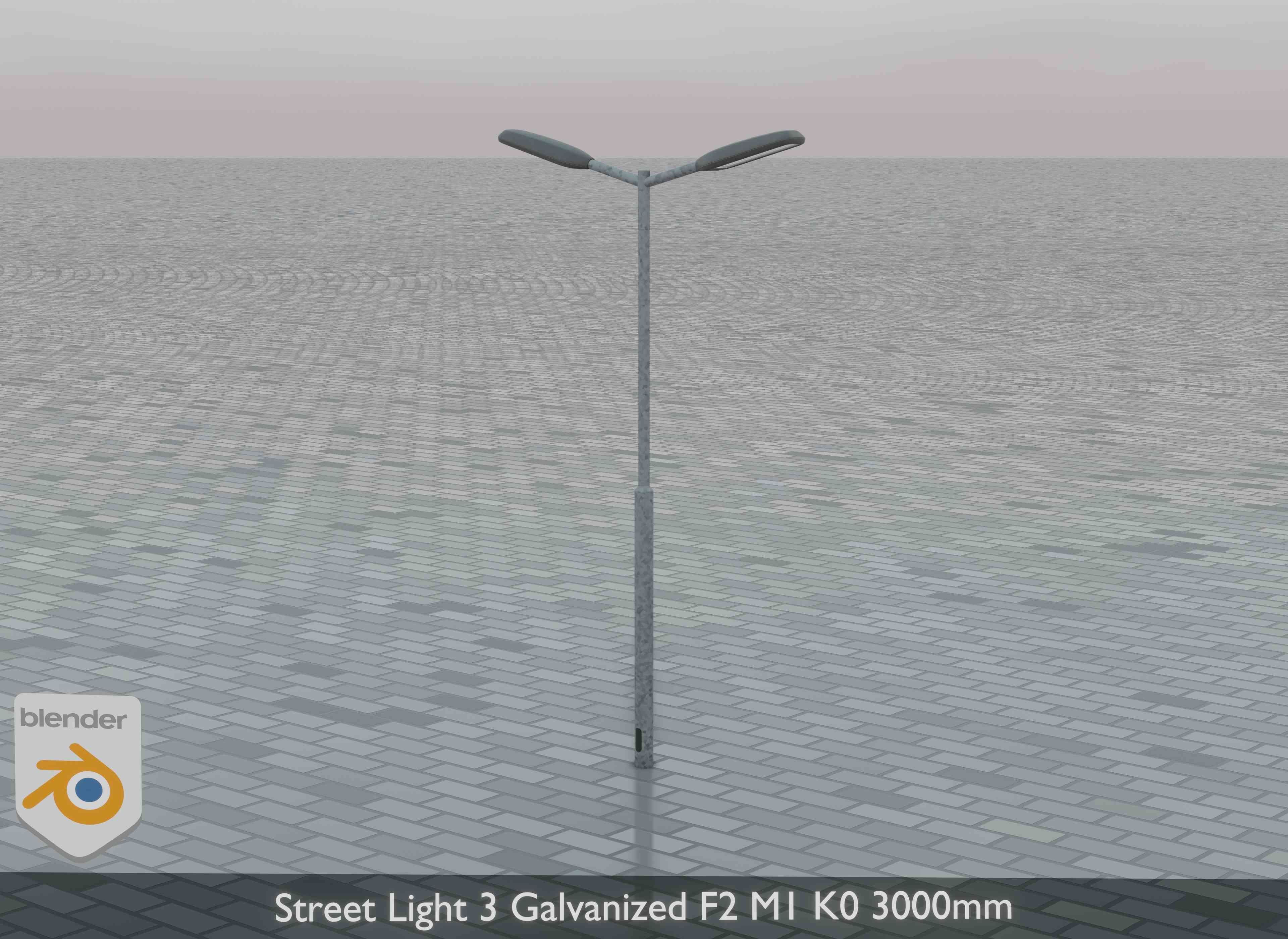 Street Light 3 Galvanized F2 M1 K0 3000 mm Low-poly 3D model_3