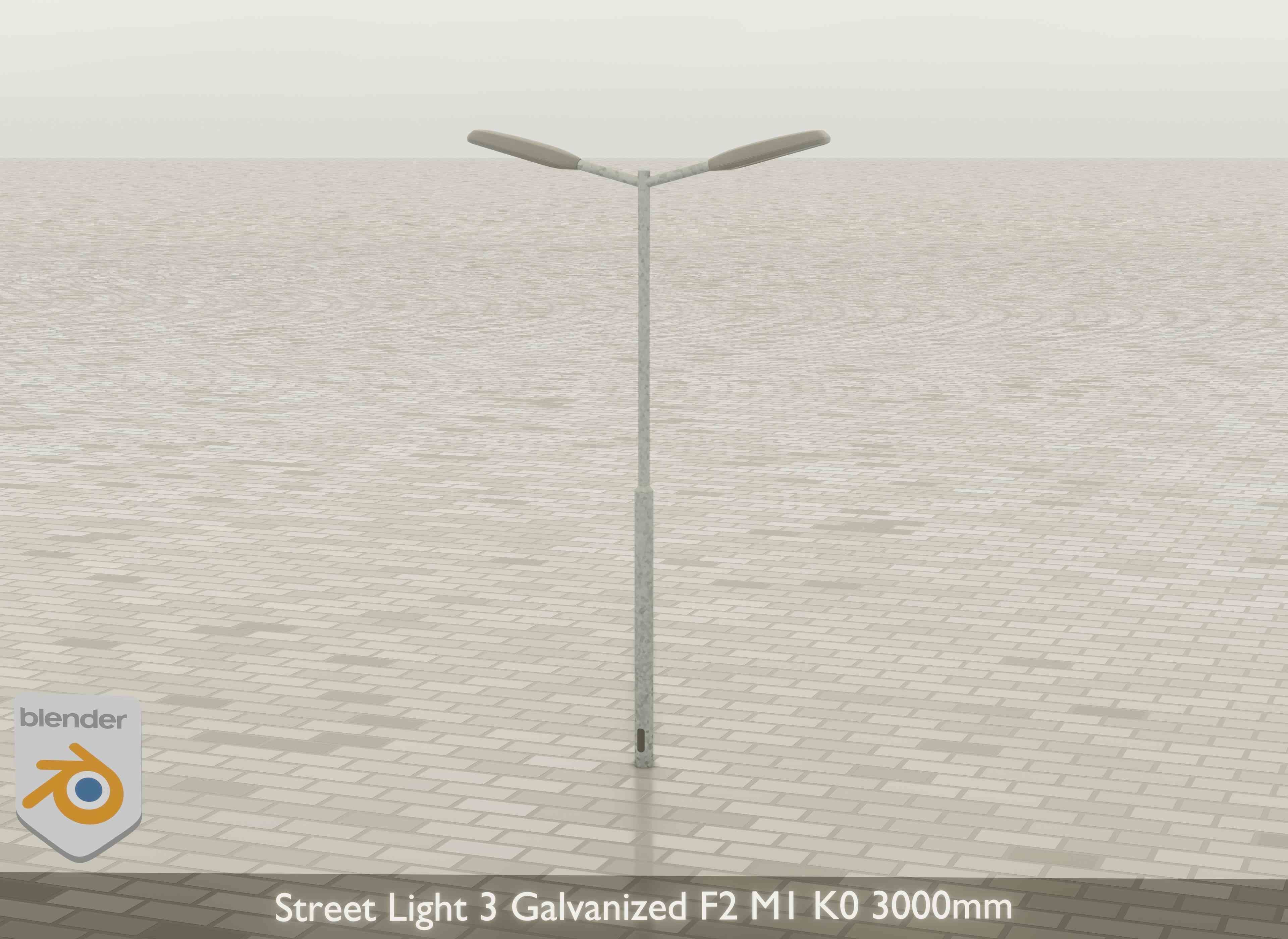 Street Light 3 Galvanized F2 M1 K0 3000 mm Low-poly 3D model_20