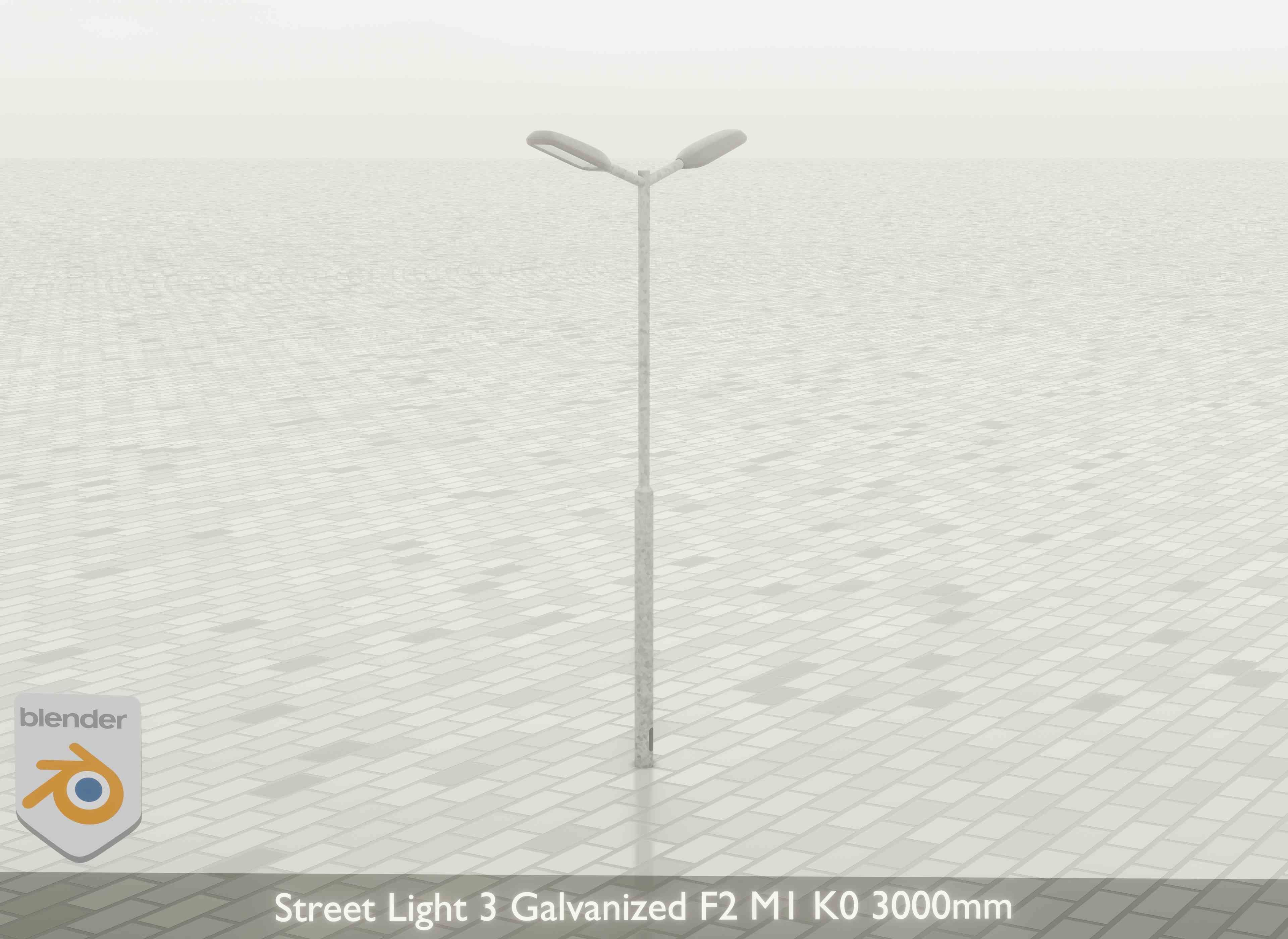 Street Light 3 Galvanized F2 M1 K0 3000 mm Low-poly 3D model_25