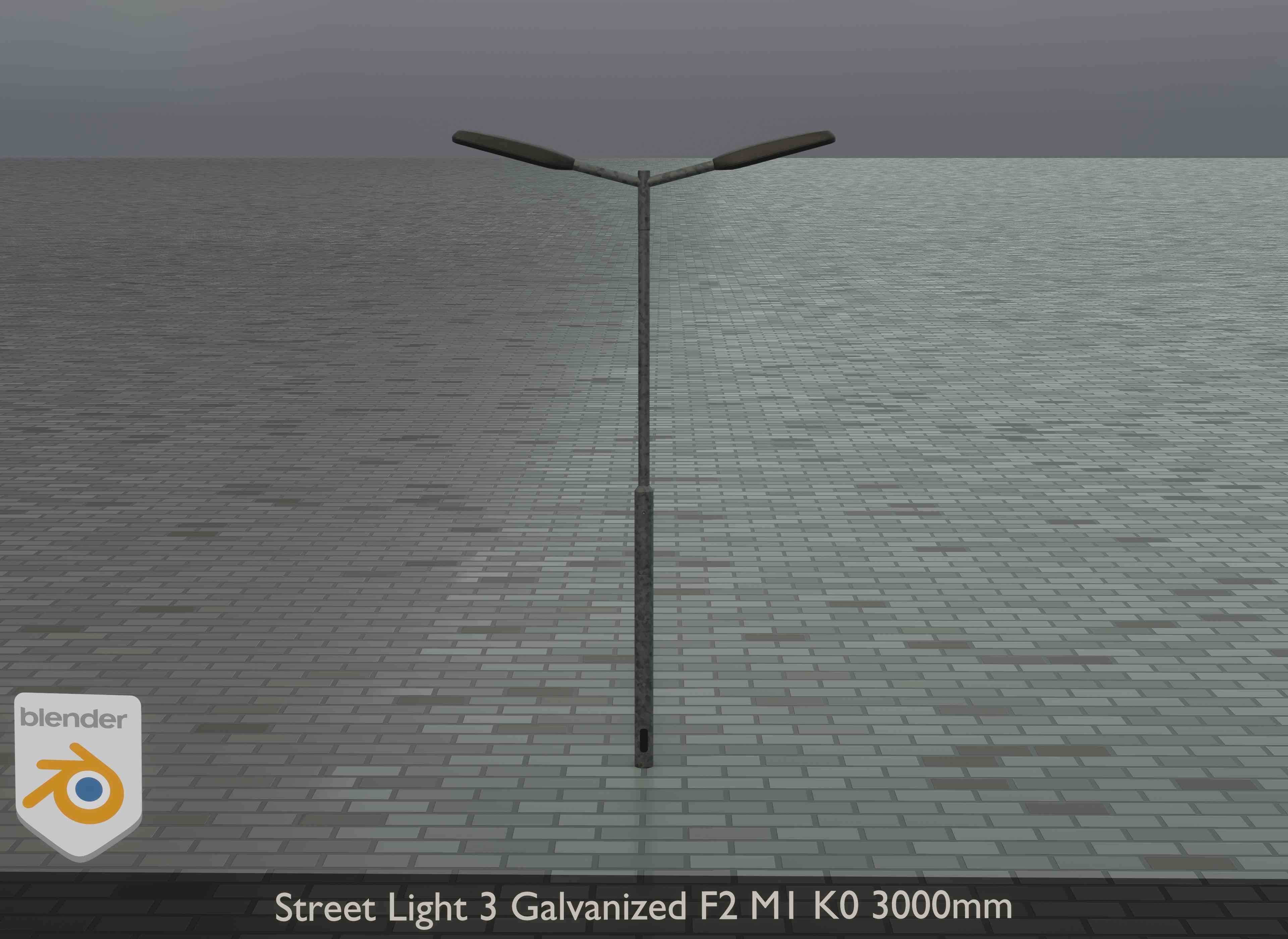 Street Light 3 Galvanized F2 M1 K0 3000 mm Low-poly 3D model_10