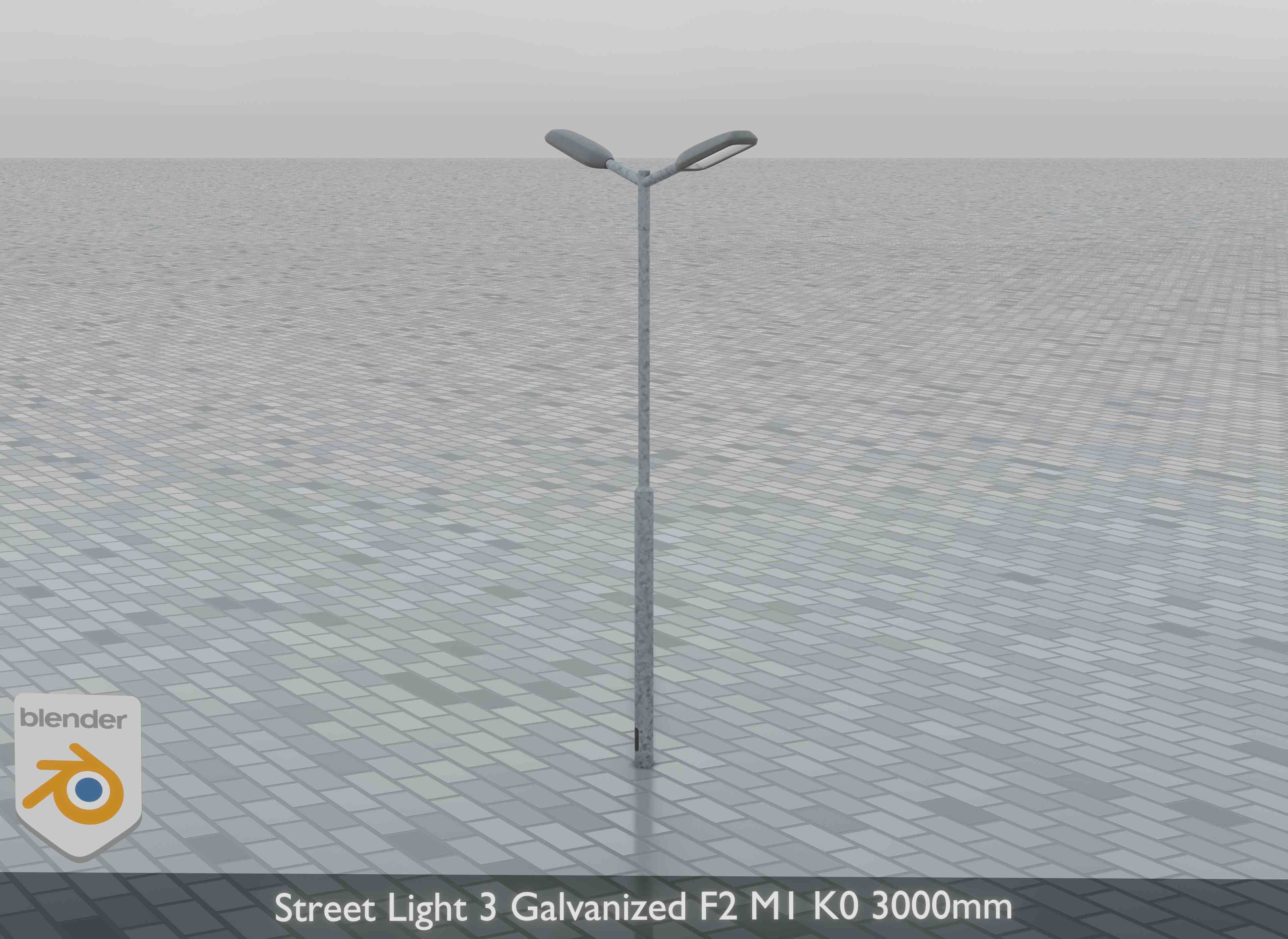 Street Light 3 Galvanized F2 M1 K0 3000 mm Low-poly 3D model_4