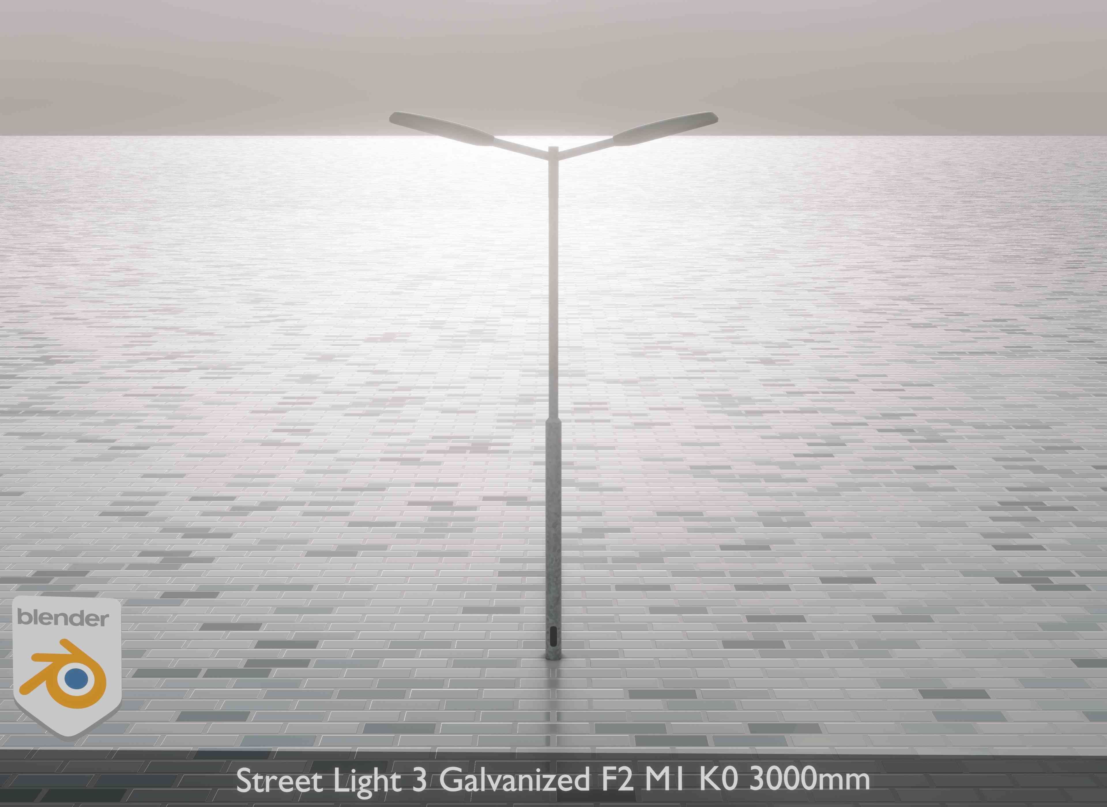 Street Light 3 Galvanized F2 M1 K0 3000 mm Low-poly 3D model_1
