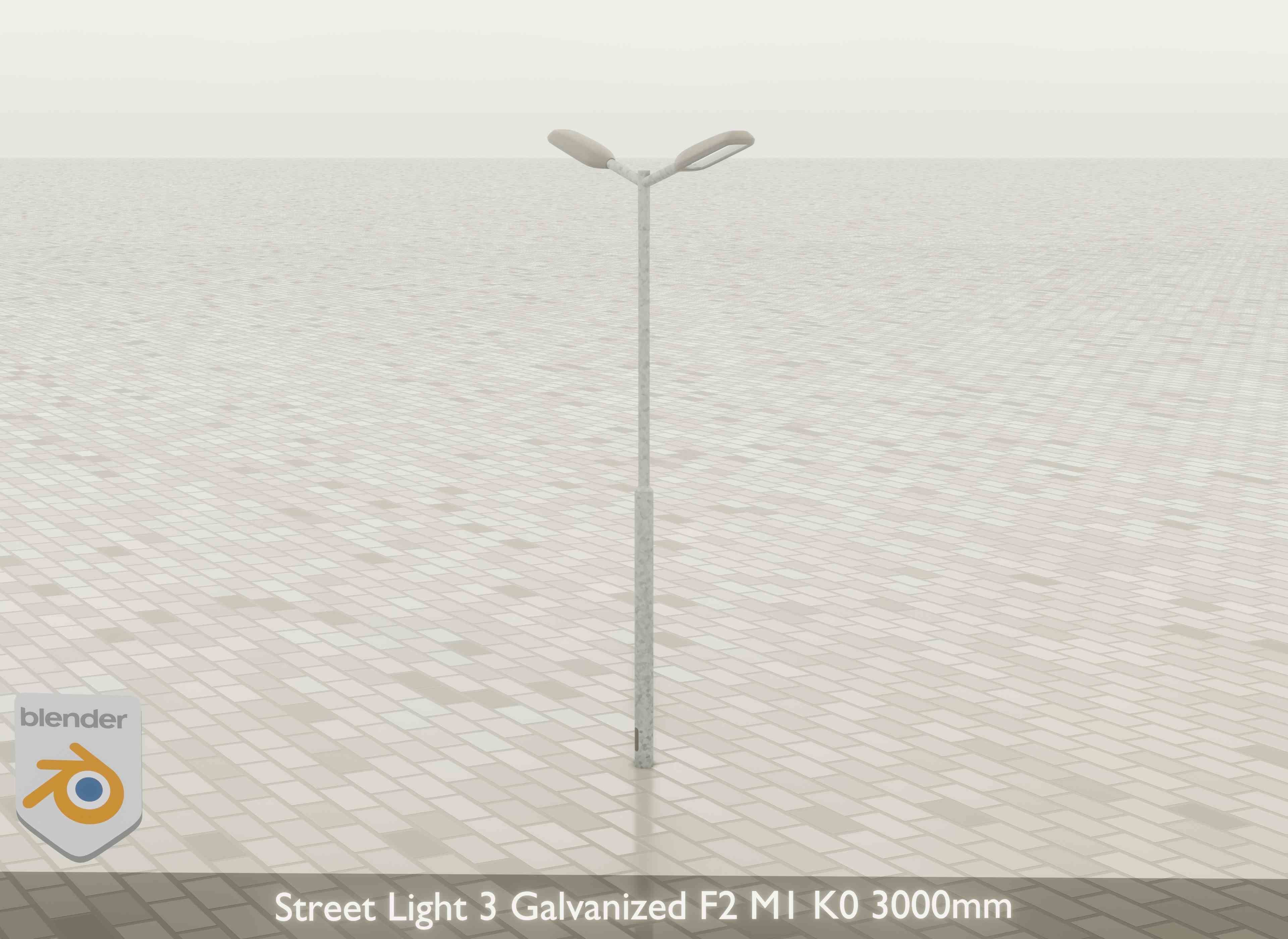 Street Light 3 Galvanized F2 M1 K0 3000 mm Low-poly 3D model_22