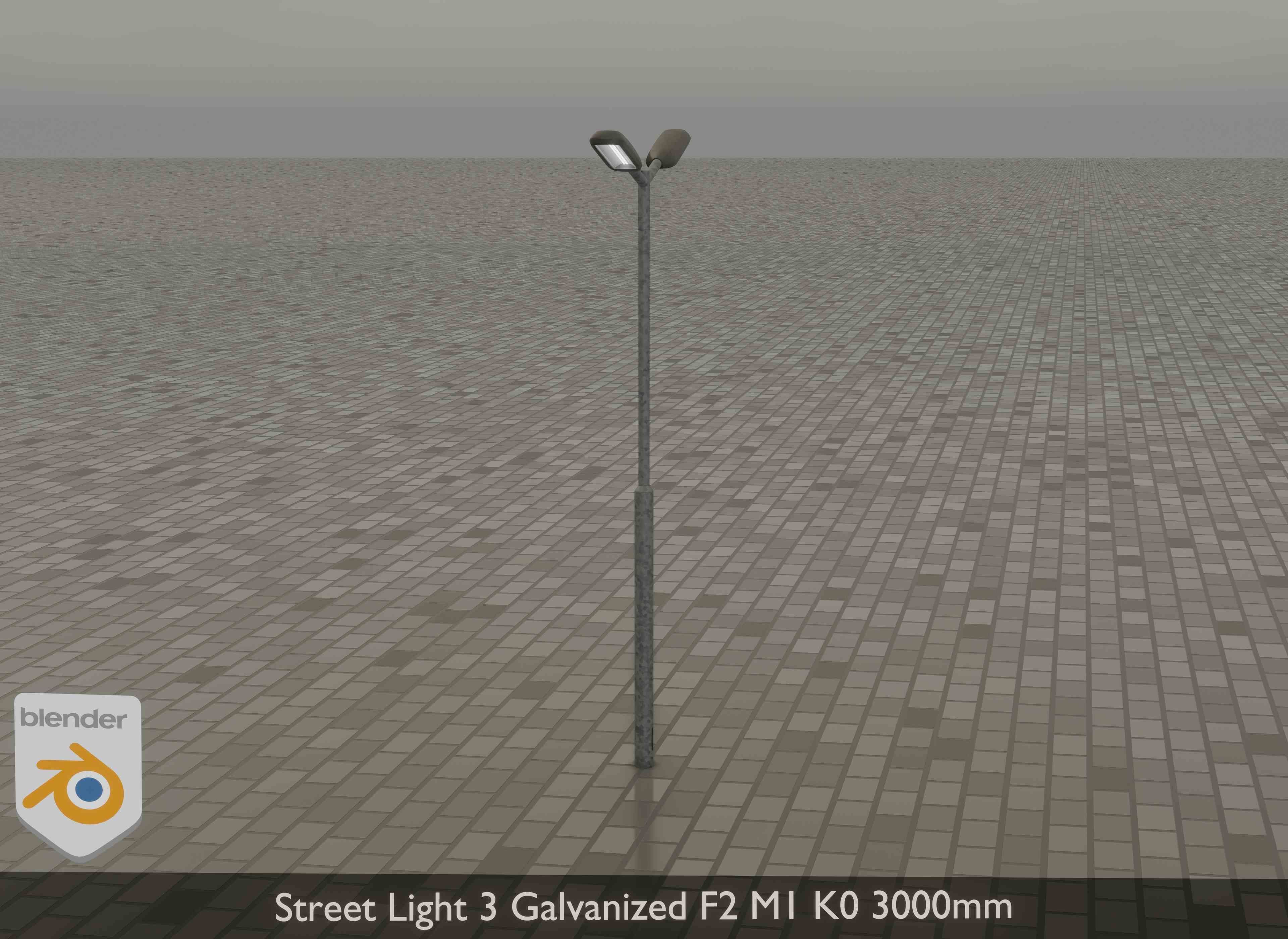 Street Light 3 Galvanized F2 M1 K0 3000 mm Low-poly 3D model_15