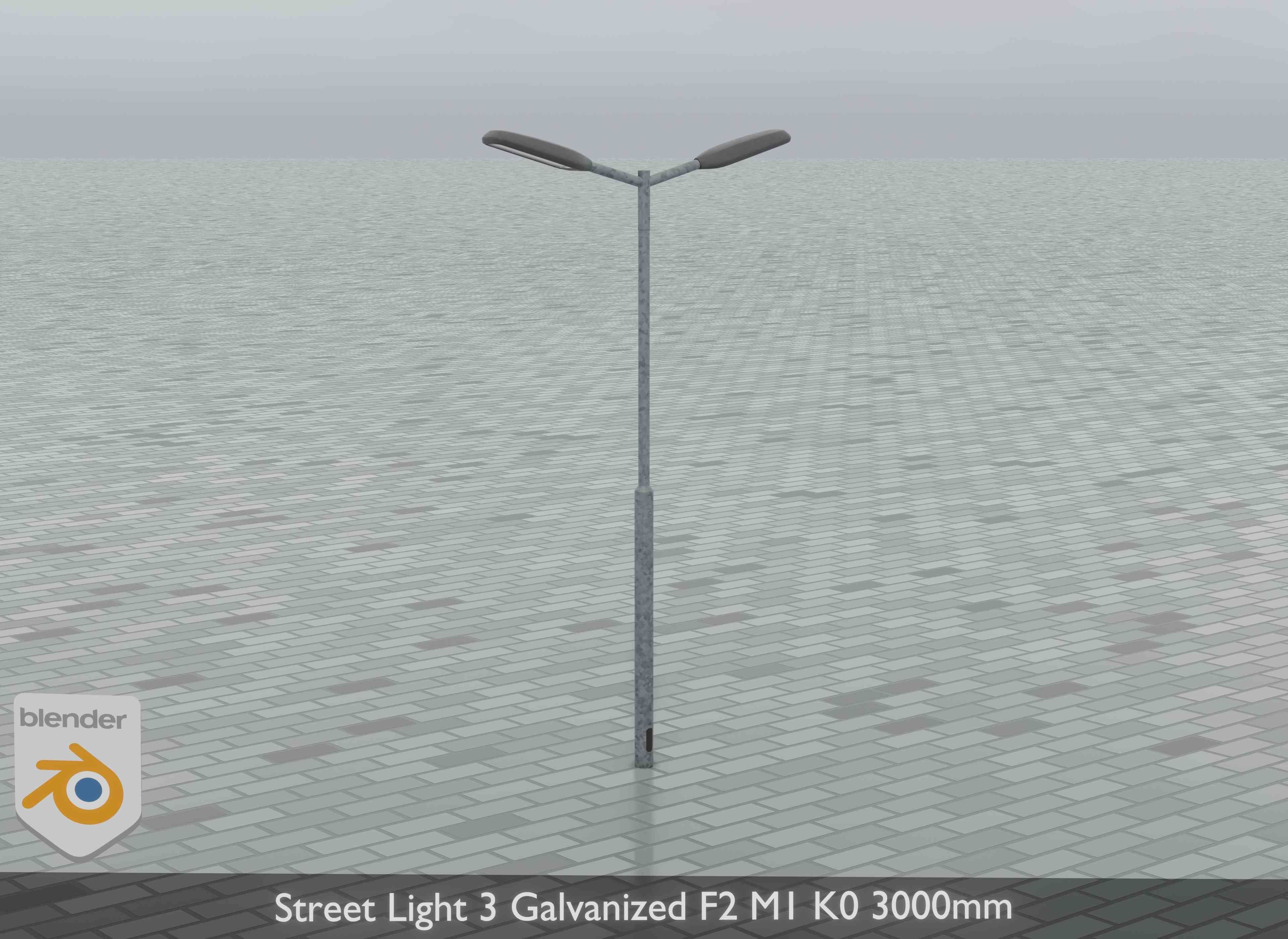 Street Light 3 Galvanized F2 M1 K0 3000 mm Low-poly 3D model_8