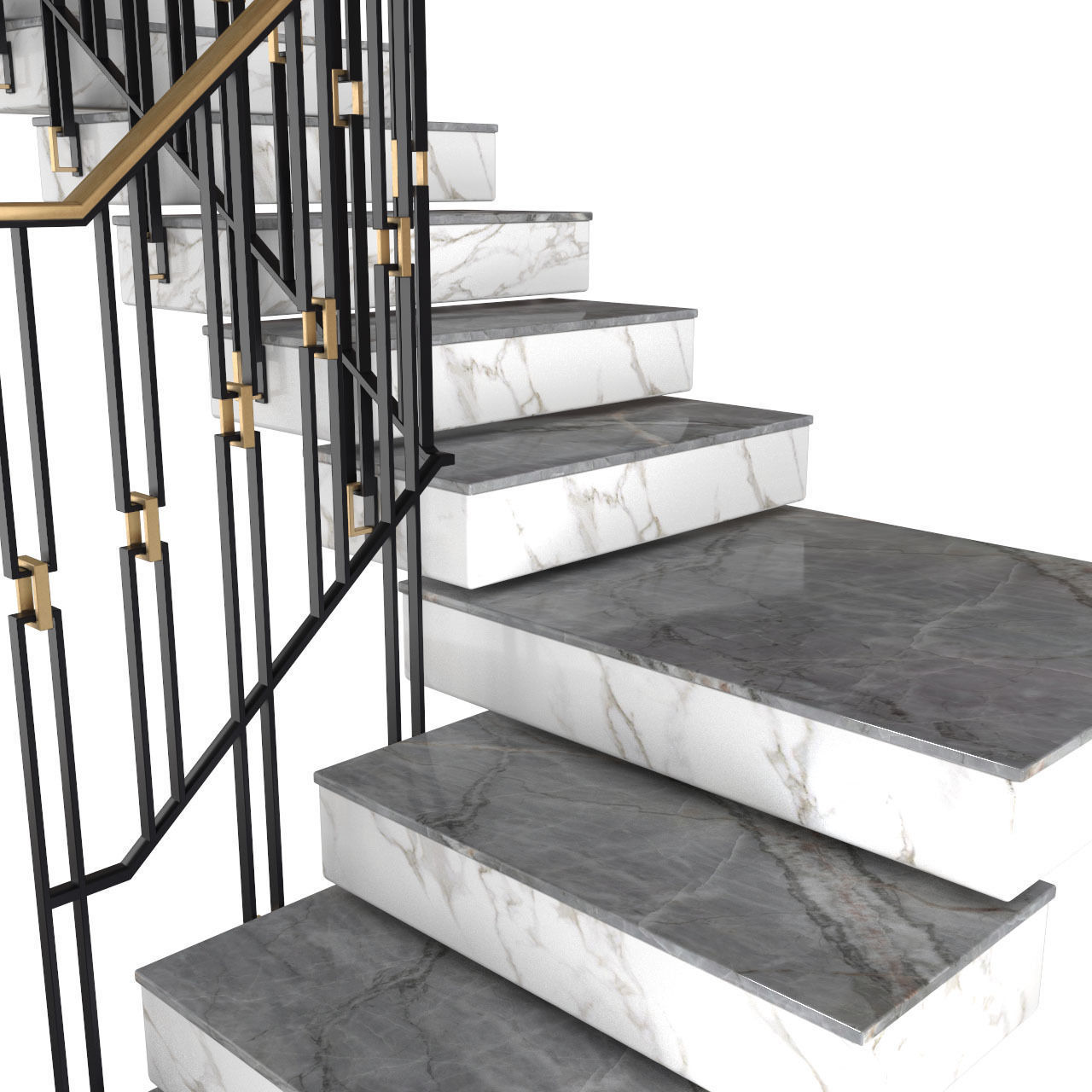 Stair Modern Art Deco style 3D model_1
