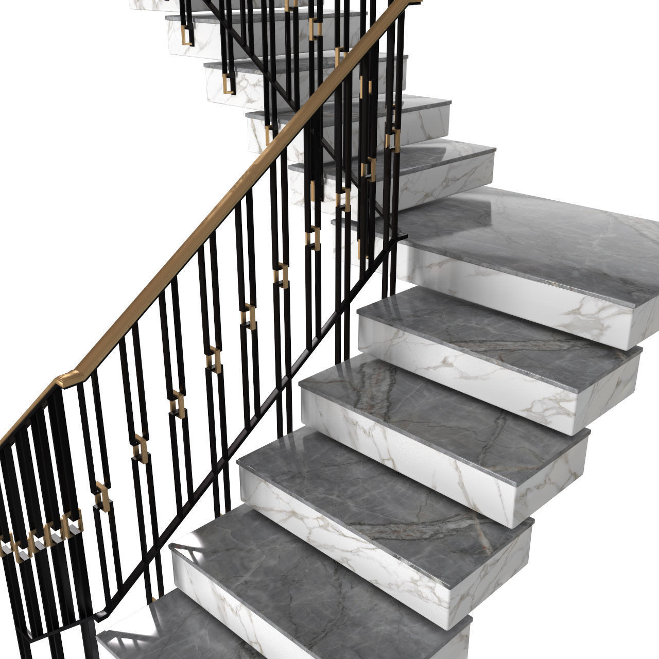 Stair Modern Art Deco style 3D model_2