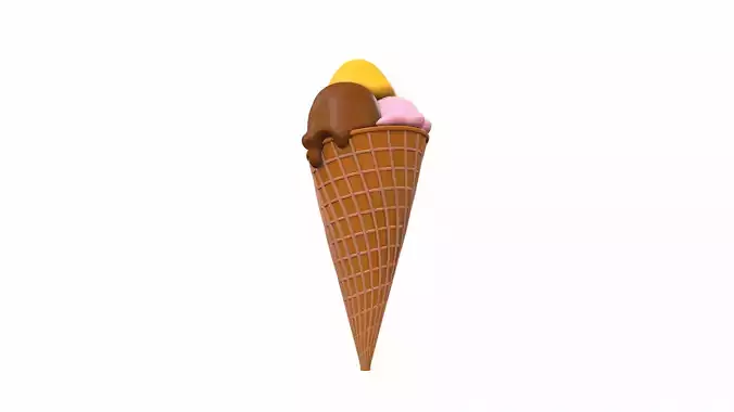 Cartoon ice cream 2 3D model