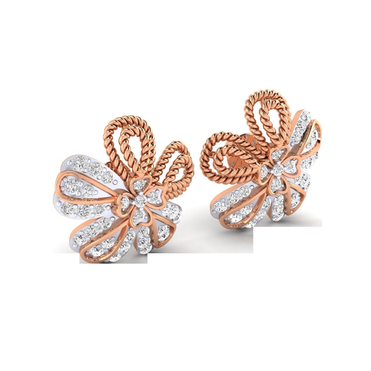 Women Stud Earrings STL JCD OBJ FBX Renders Details 3D print model_11