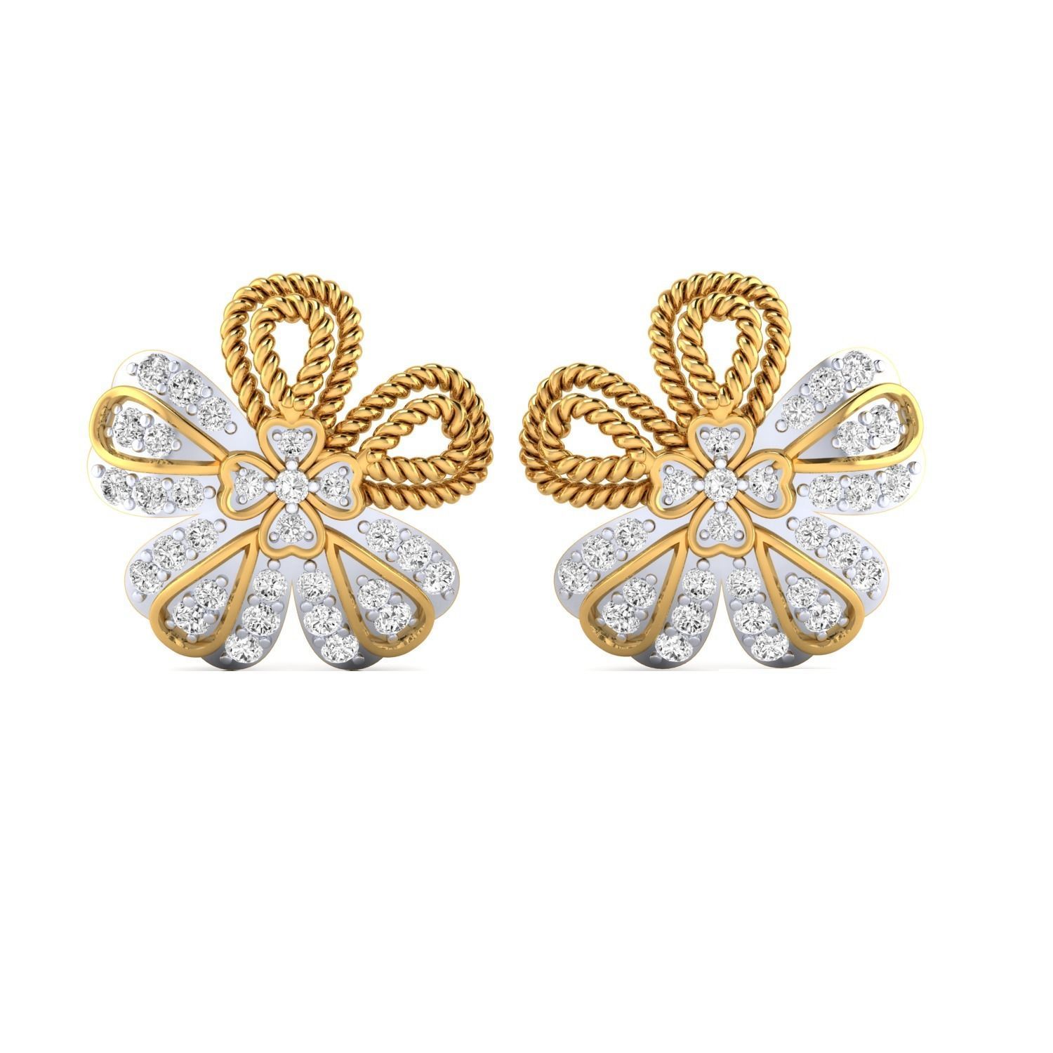 Women Stud Earrings STL JCD OBJ FBX Renders Details 3D print model_17